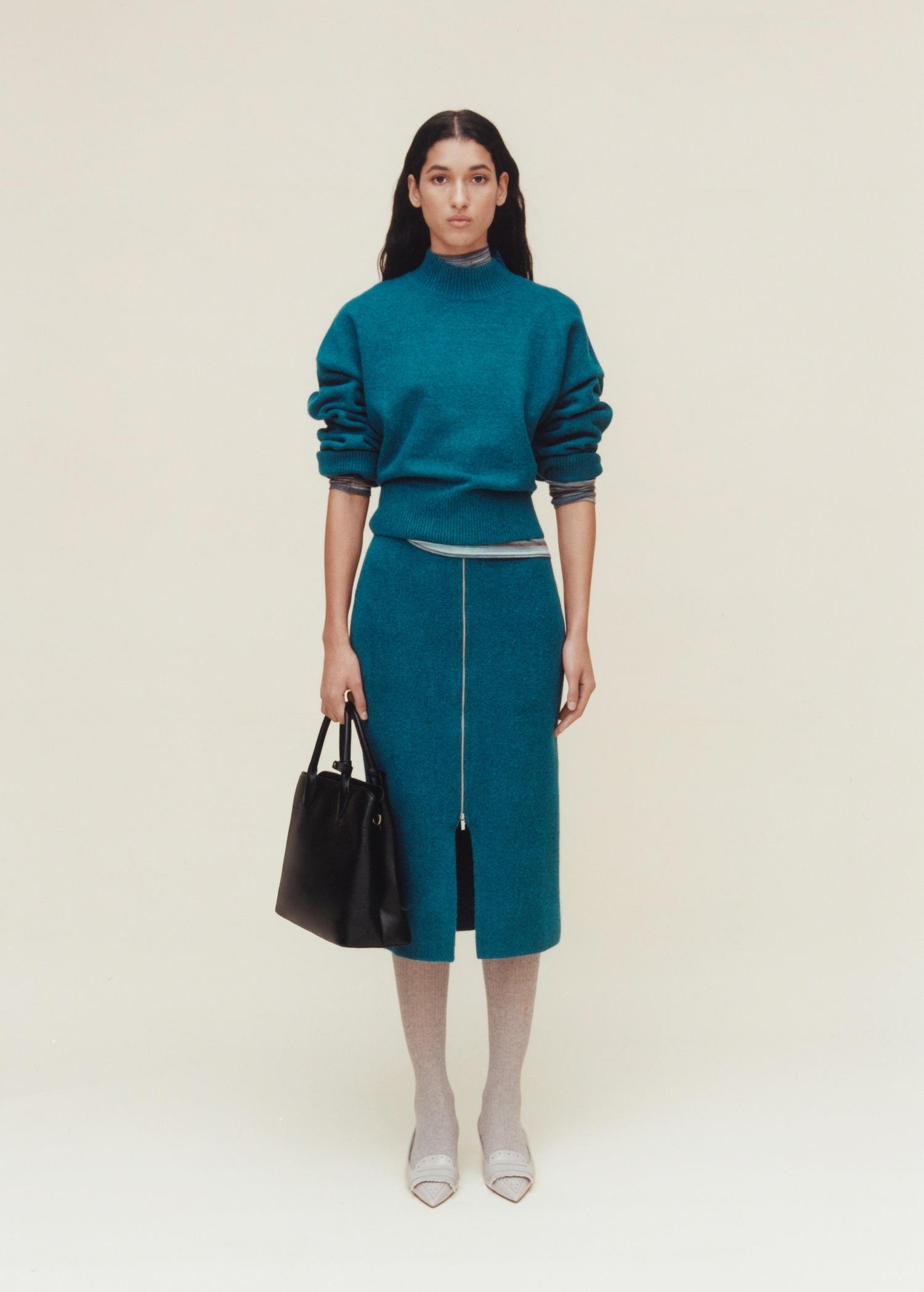 Zipper knit midi skirt - Women | MANGO USA Product Image
