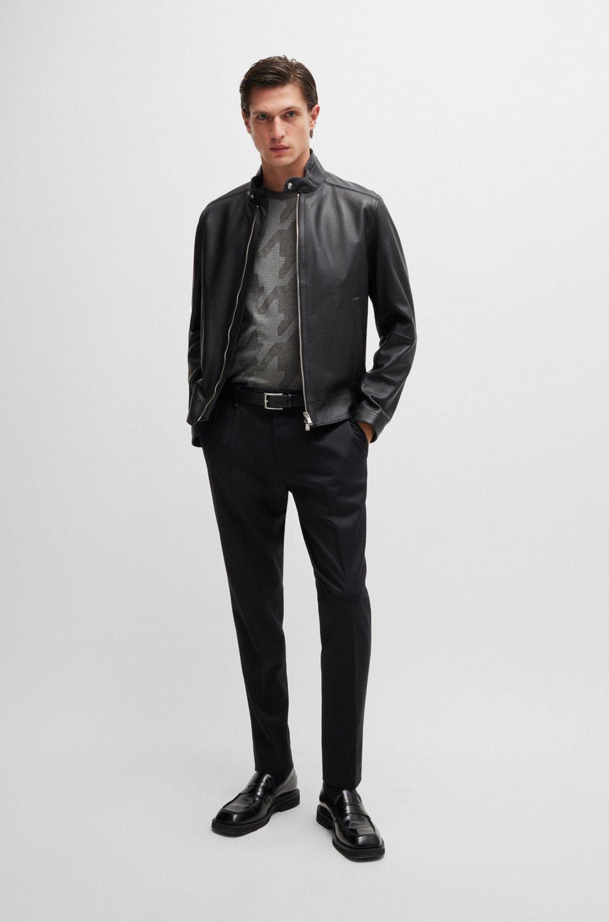 Mercerized-cotton T-shirt with houndstooth jacquard Product Image