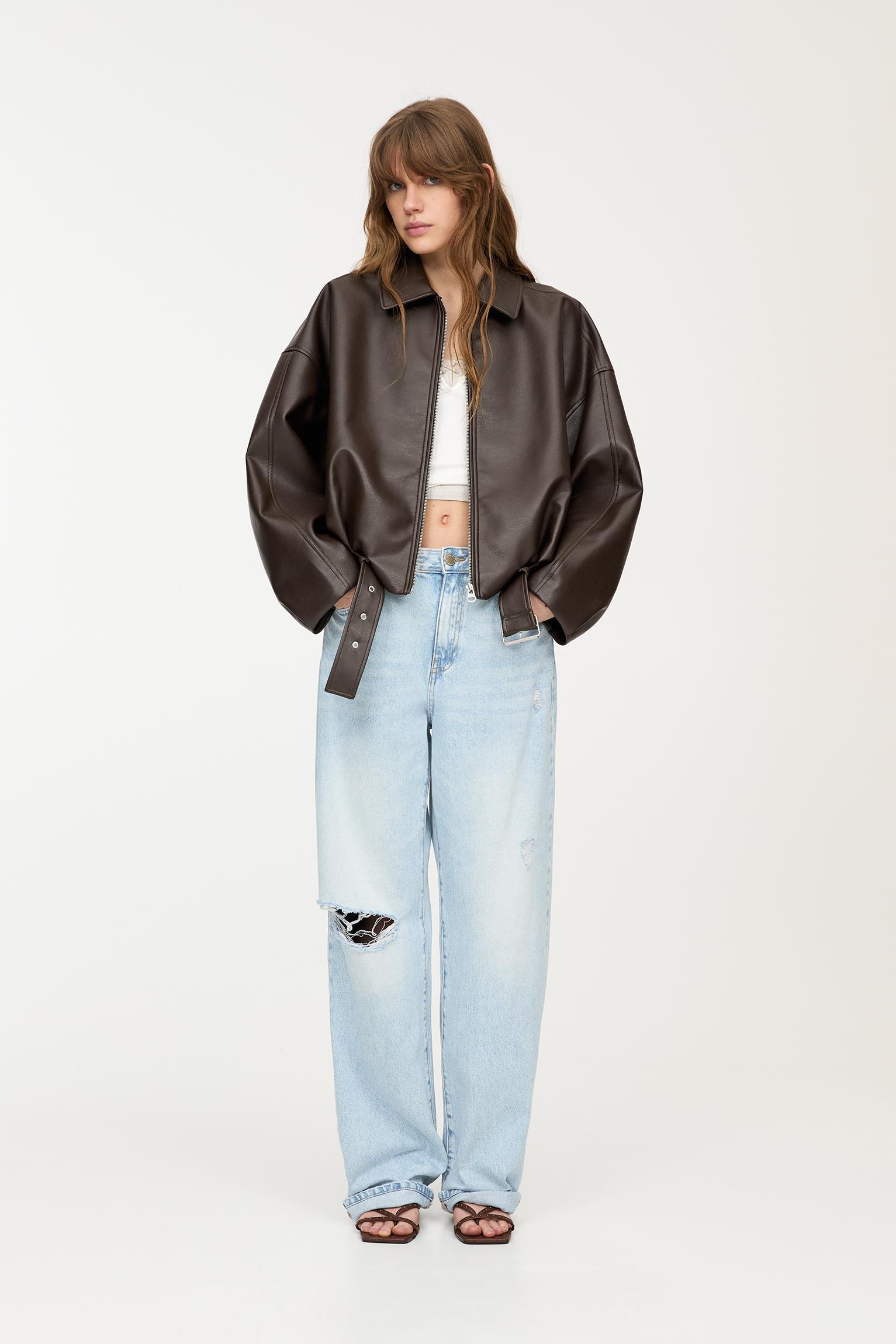 Faux leather bomber jacket Product Image