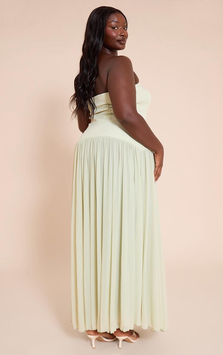 Plus Sage Bandeau Chiffon Pleated Maxi Dress Product Image