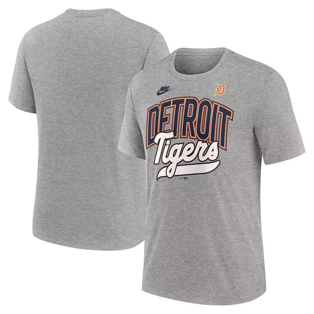Men's Nike Heather Gray Detroit Tigers Cooperstown Collection Retro Tri-Blend T-Shirt,  Product Image