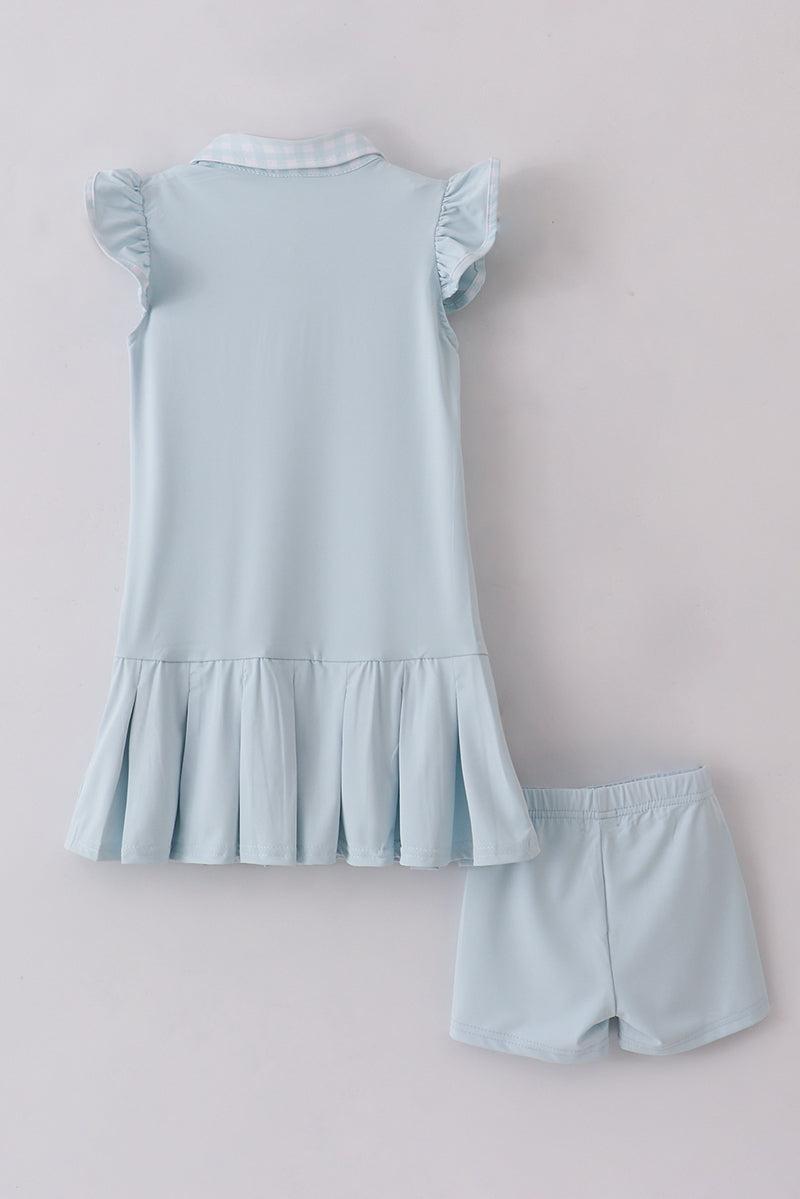 Blue active ruffle dress set Product Image