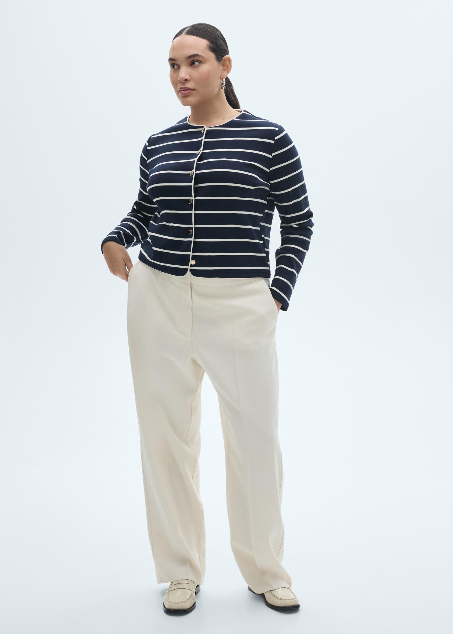 Stripped knit cardigan - Women | MANGO USA Product Image