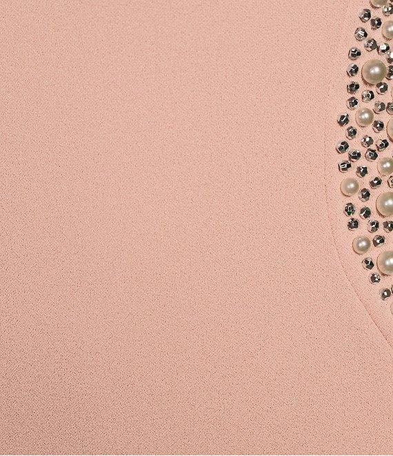 Marina Sweetheart Neck Cap Sleeve Beaded Side Detail Sheath Dress Product Image