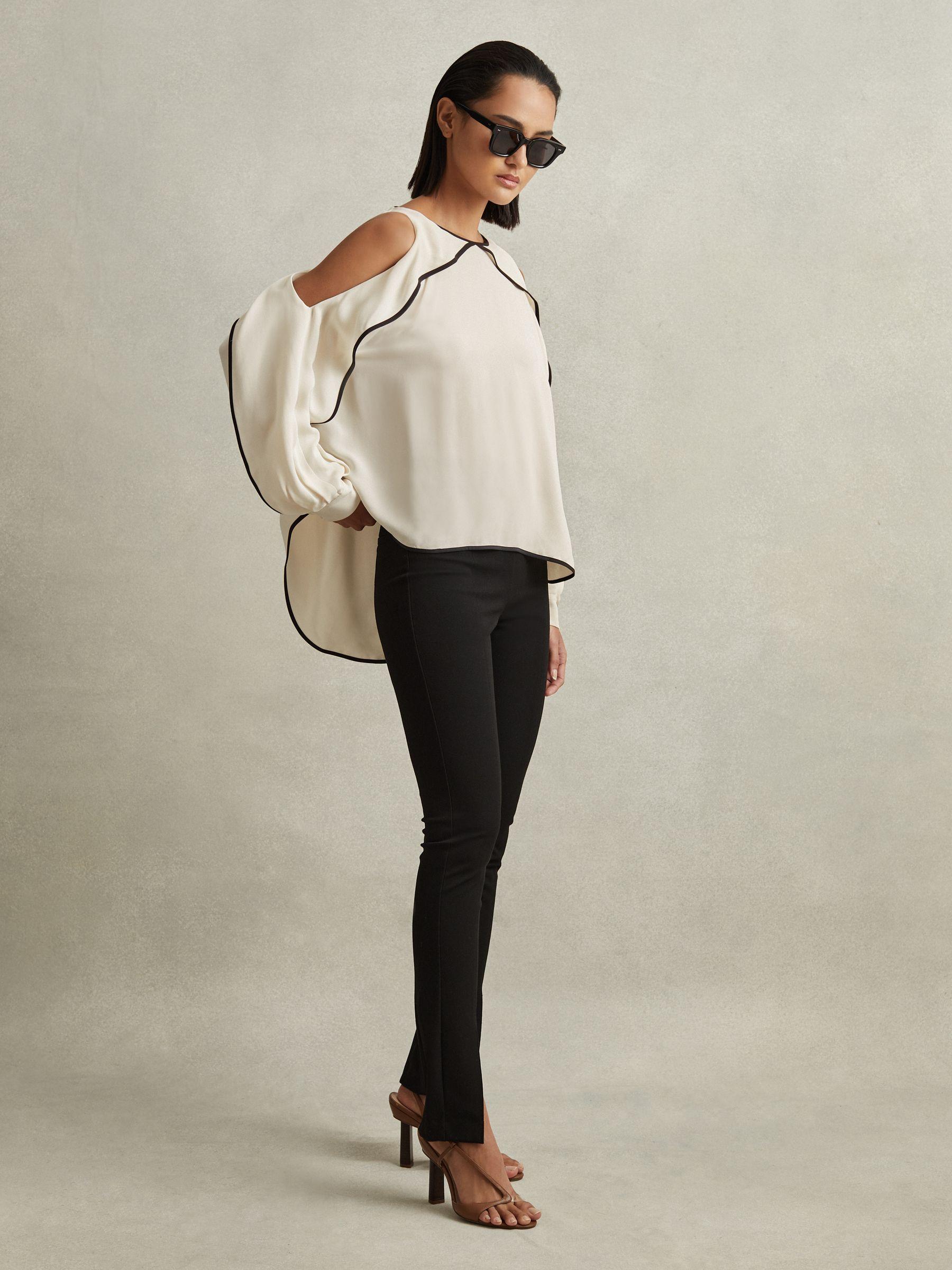 Ruffle Detail Cut Out Blouse in White Product Image