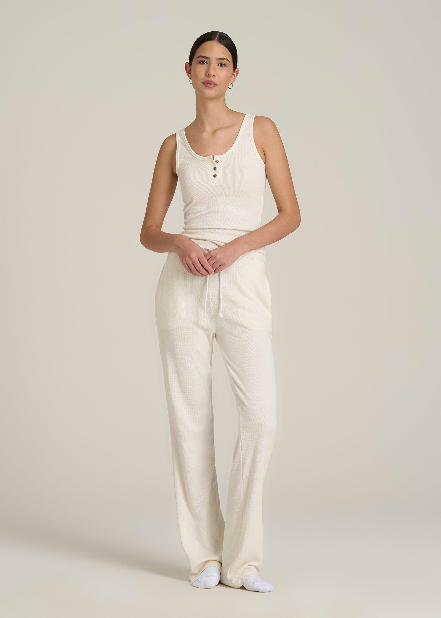 Waffle Tank Top for Tall Women in White Alyssum Female Product Image