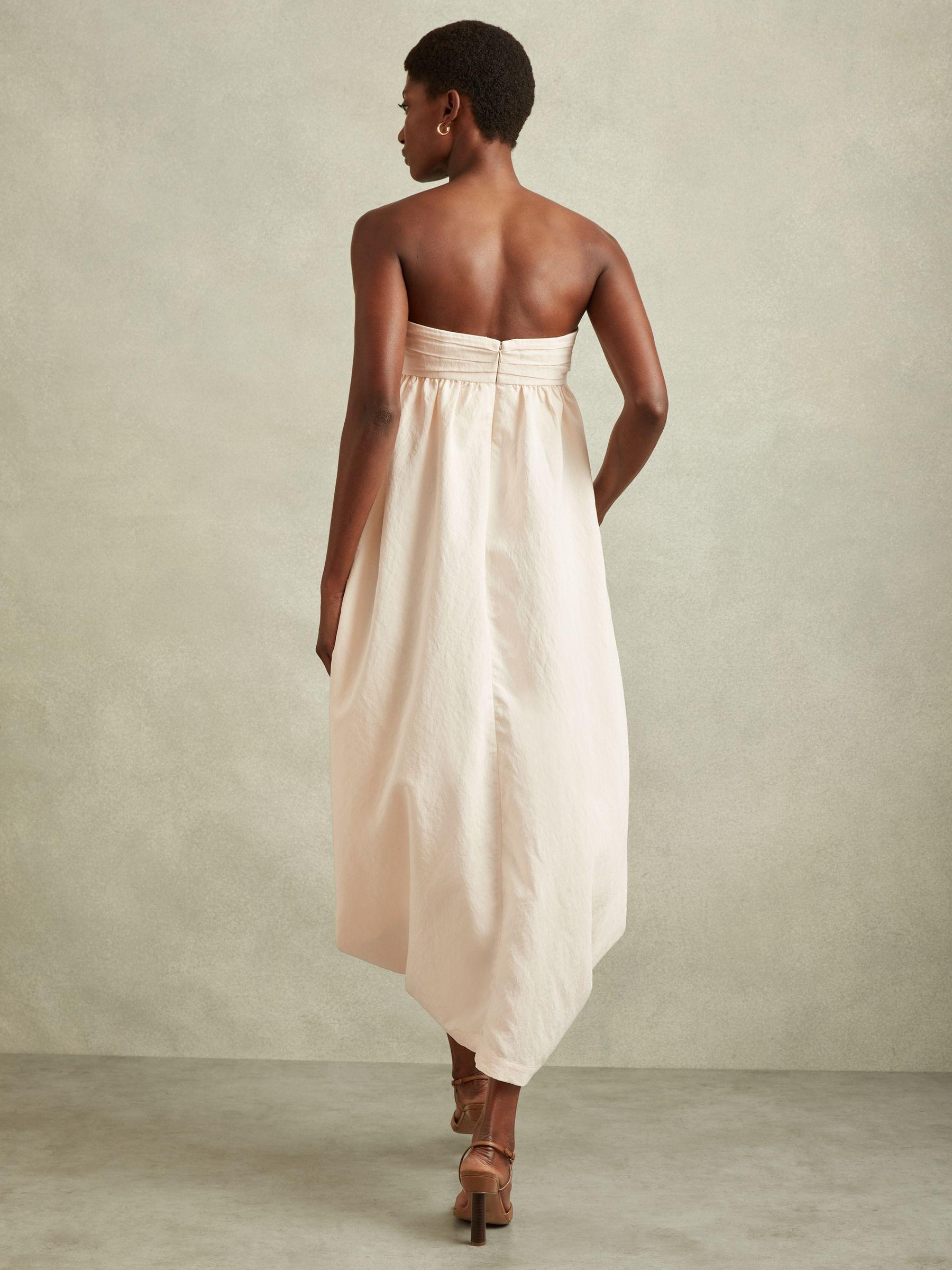 Bustier Bubble Hem Parachute Midi Dress in Neutral Product Image