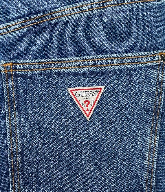 Guess High Rise Straight Leg Denim Mom Jeans Product Image