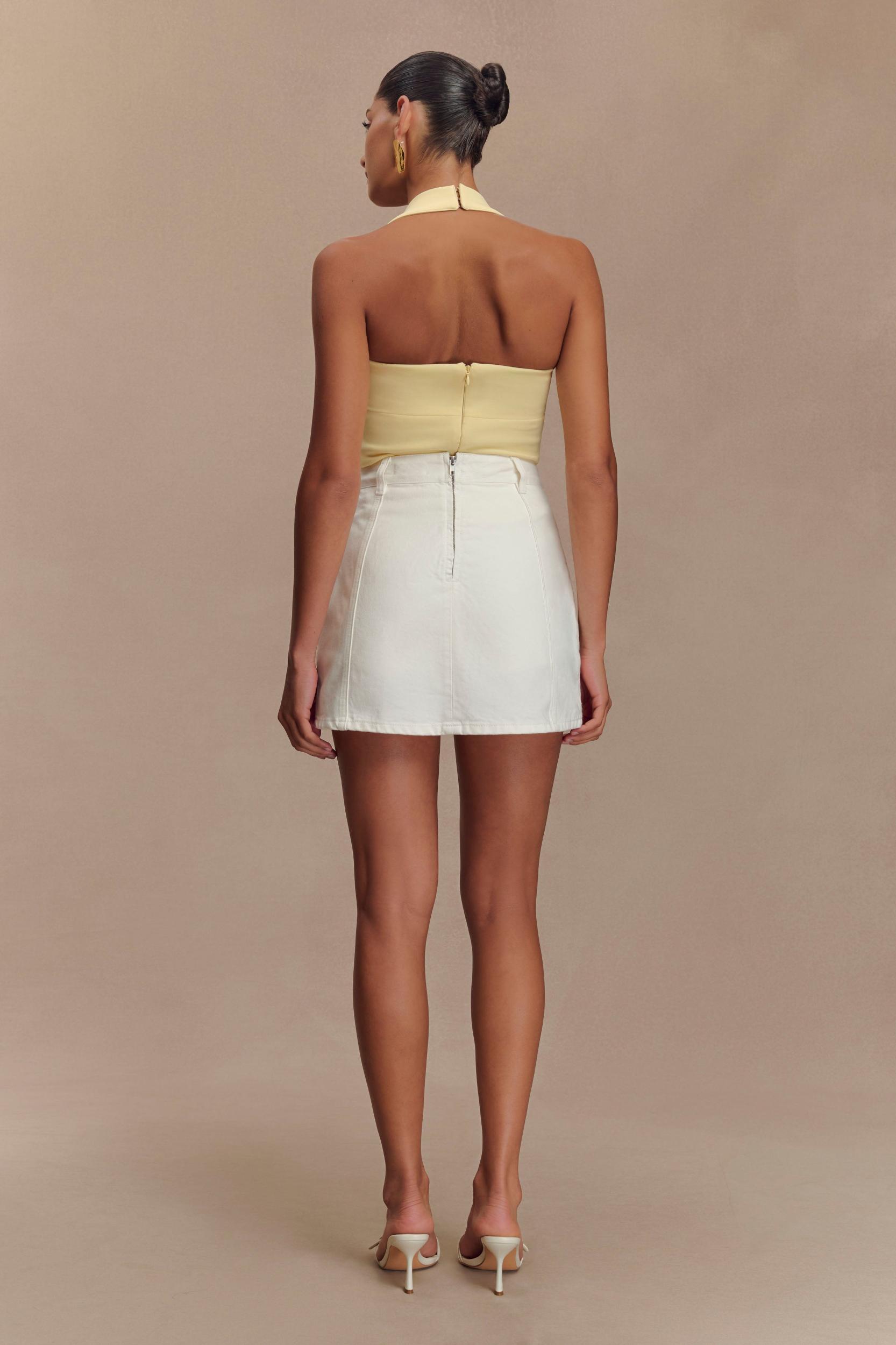 Amelita Suiting Halter Top - Pale Lemon Product Image