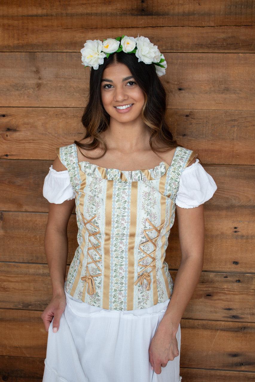 White Lace Up Milkmaid Maxi Dress Product Image