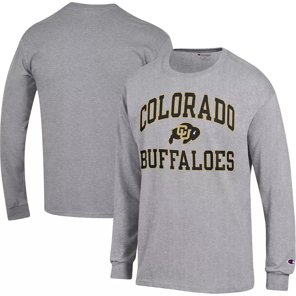 Men's Champion Heather Gray Colorado Buffaloes High Motor Long Sleeve T-Shirt,  Product Image