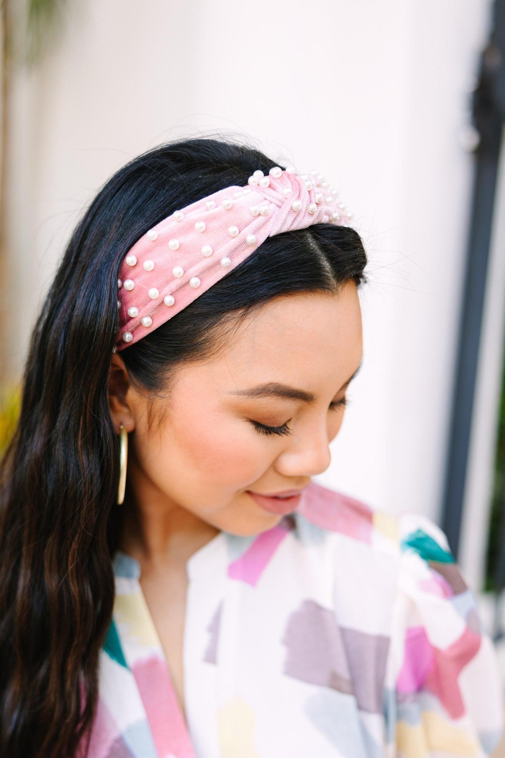 Show Your Love Pink Pearl Headband Female Product Image