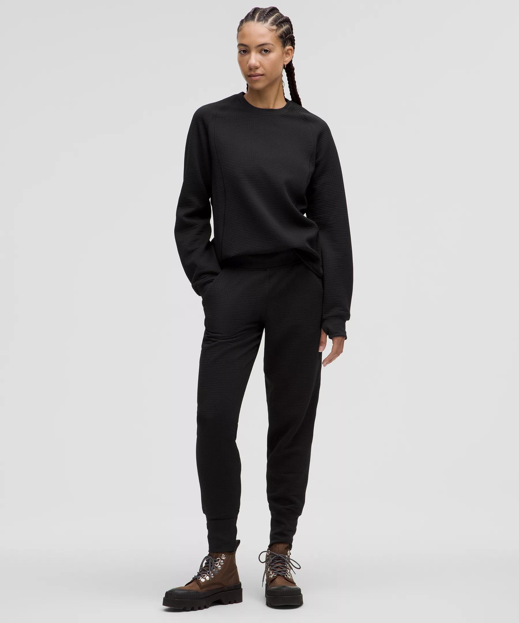 Waffle-Knit Crewneck Long-Sleeve Shirt Product Image