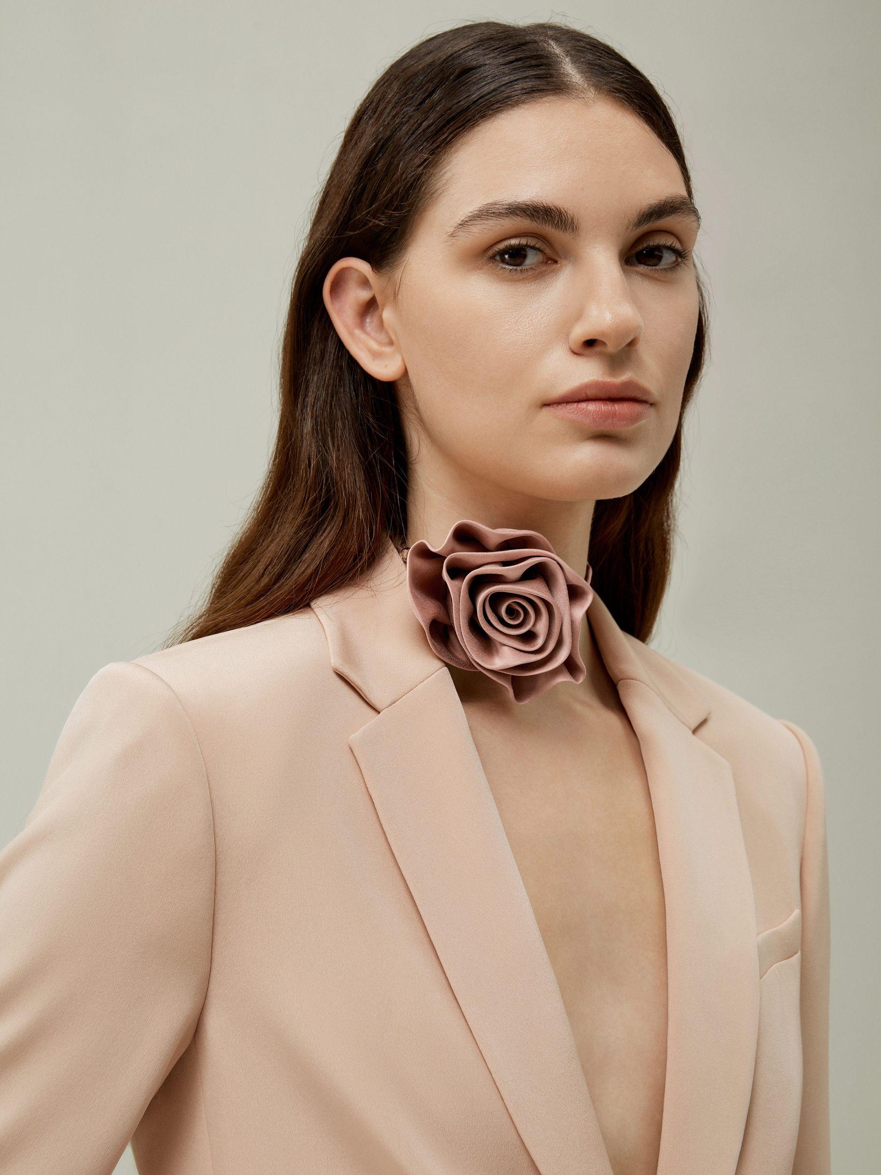 Rosette Silk Collar Necklace Product Image
