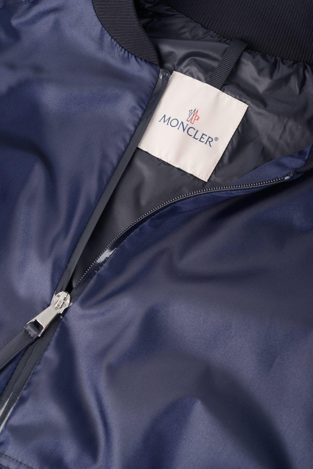 MONCLER Gobie Satin And Cotton-blend Twill Bomber Jacket In Navy Product Image