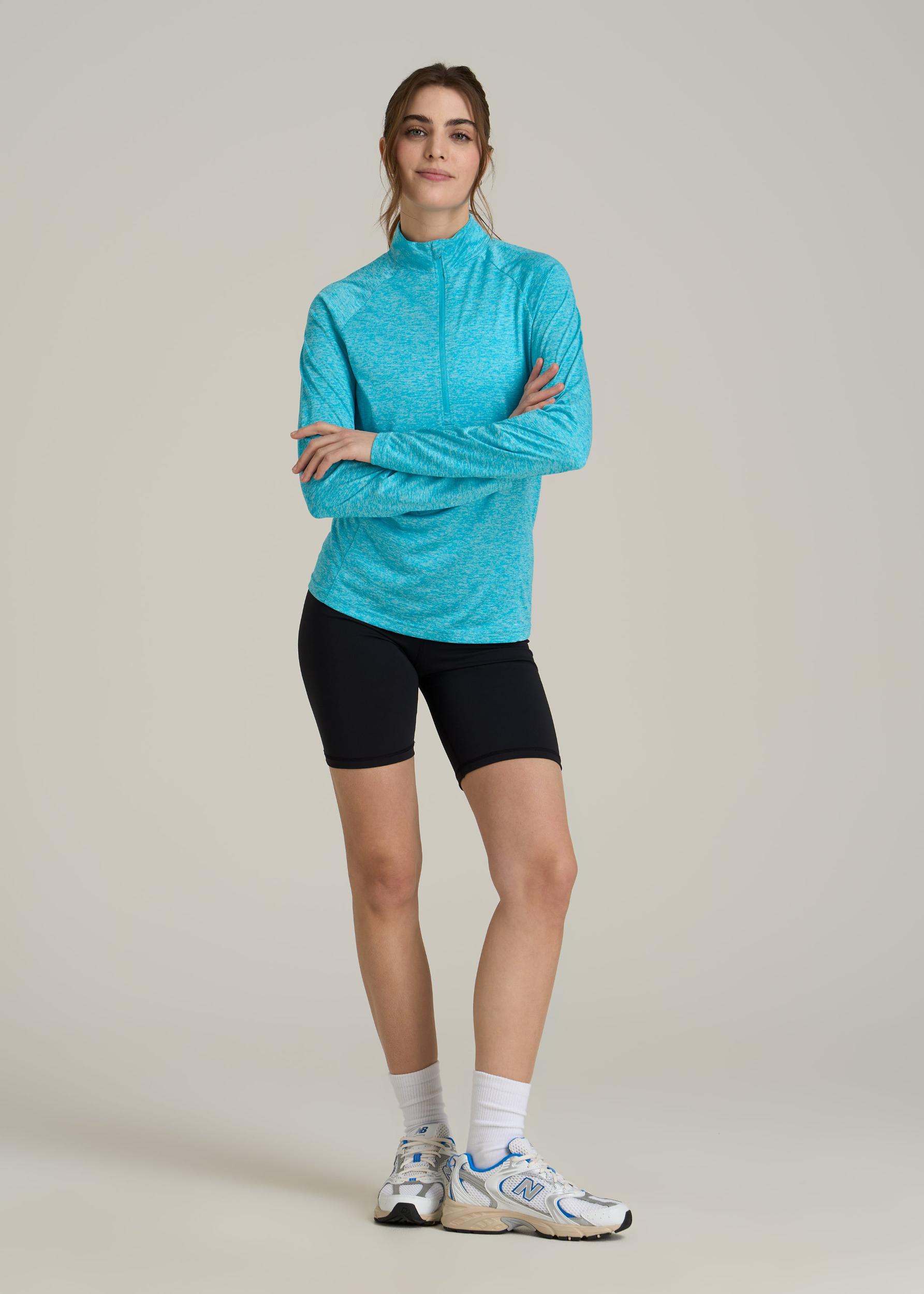 Long Sleeve Active Half-Zip Pullover Jacket for Tall Women in Scuba Blue Mix Female Product Image