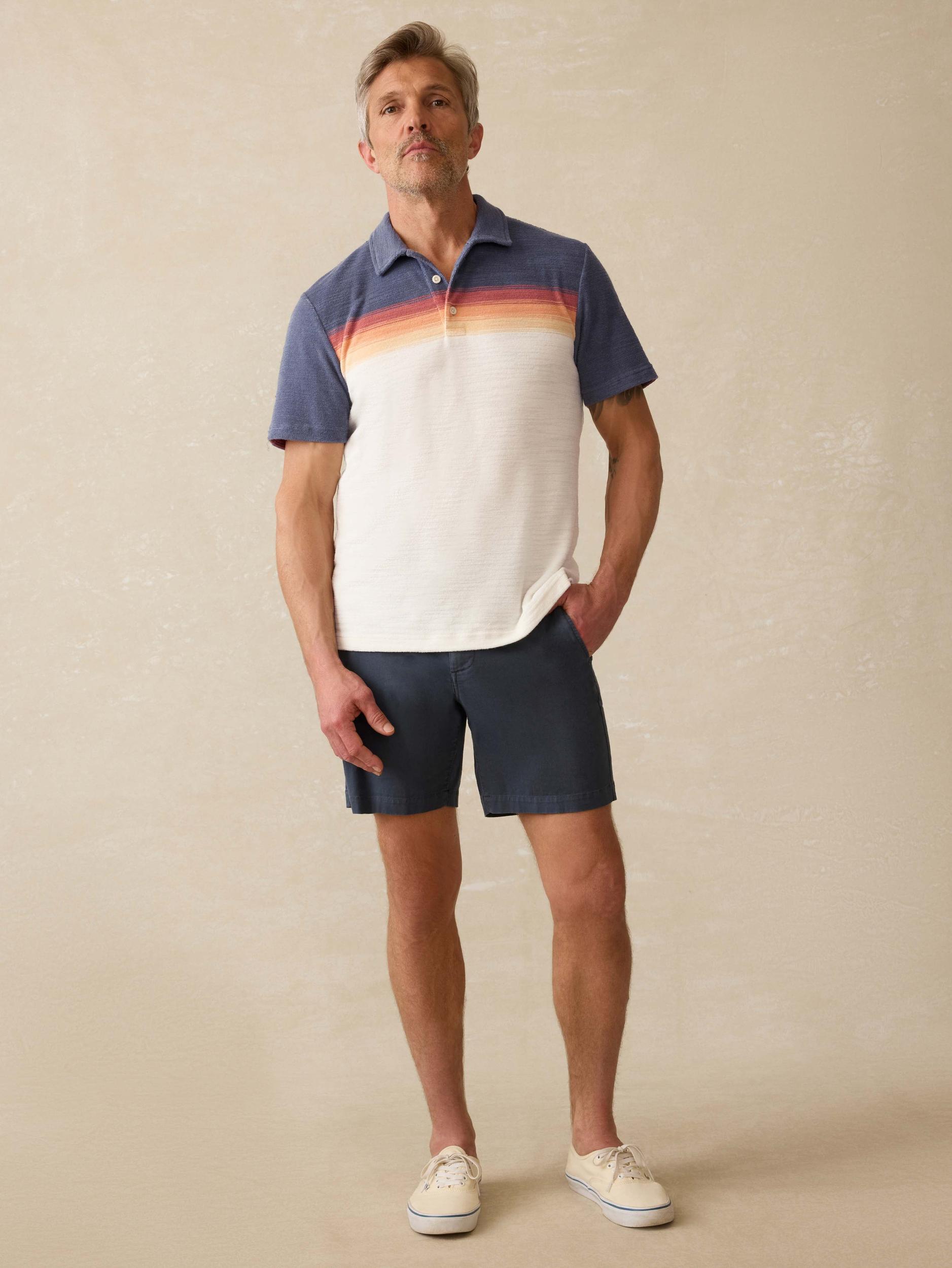 Cabana Towel Terry Surf Stripe Polo - Twilight Shore Ombre Male Product Image