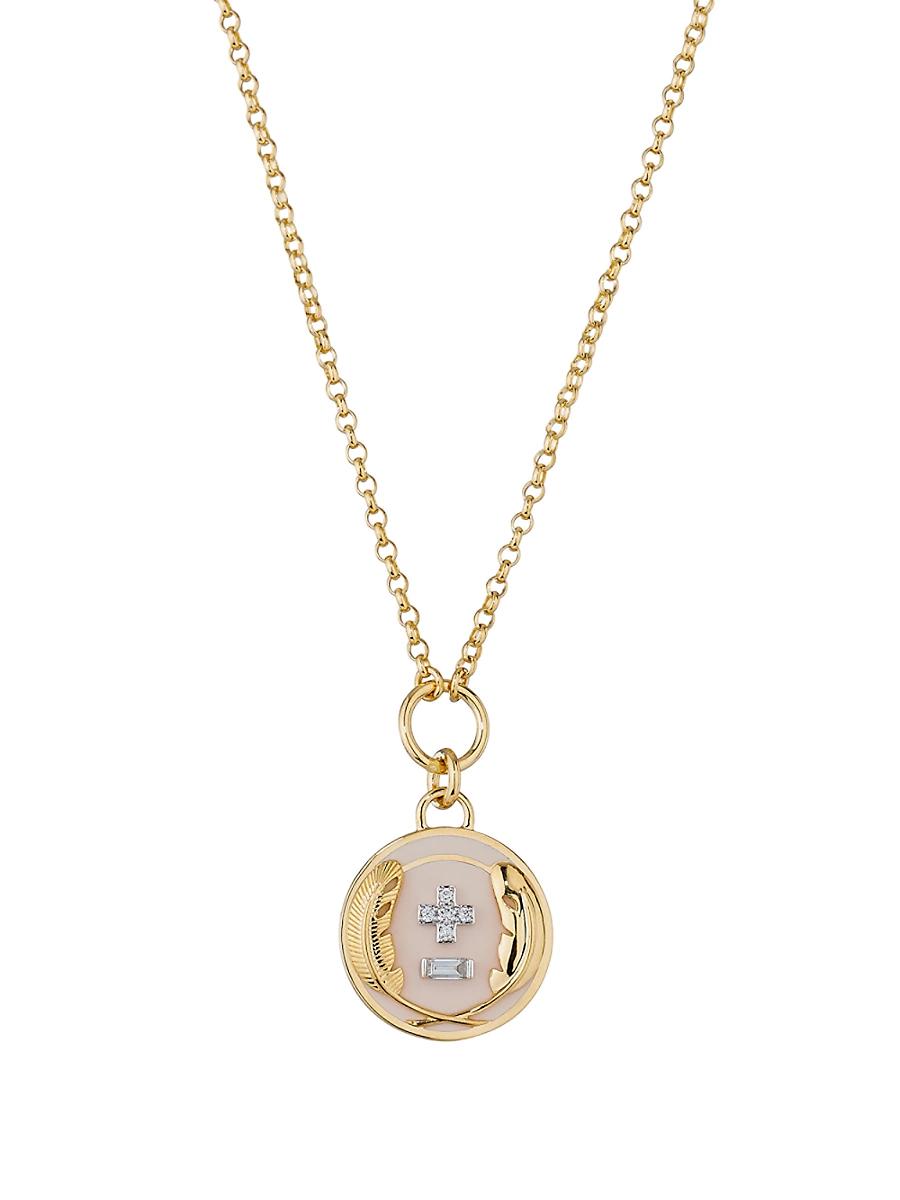 Womens Vivacity Two-Tone 18K Gold, Enamel & 0.15 TCW Diamond Pendant Necklace Product Image