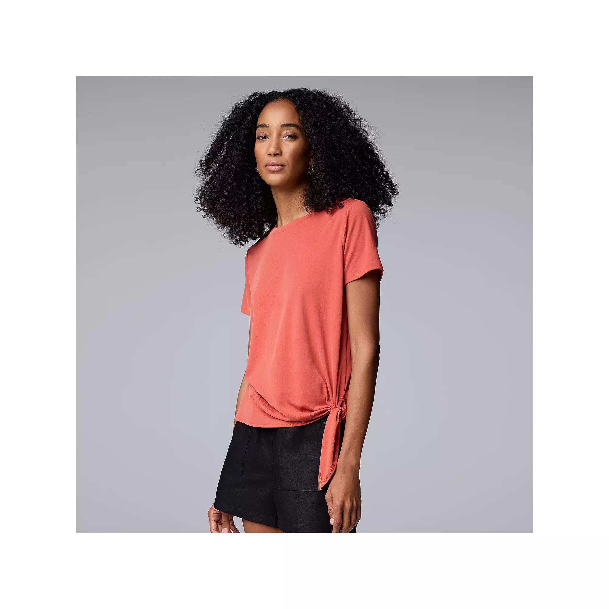 Simply Vera Vera Wang Side-Tie Mixed Media Top, Women's, Size: XXL, Vera Pink Product Image