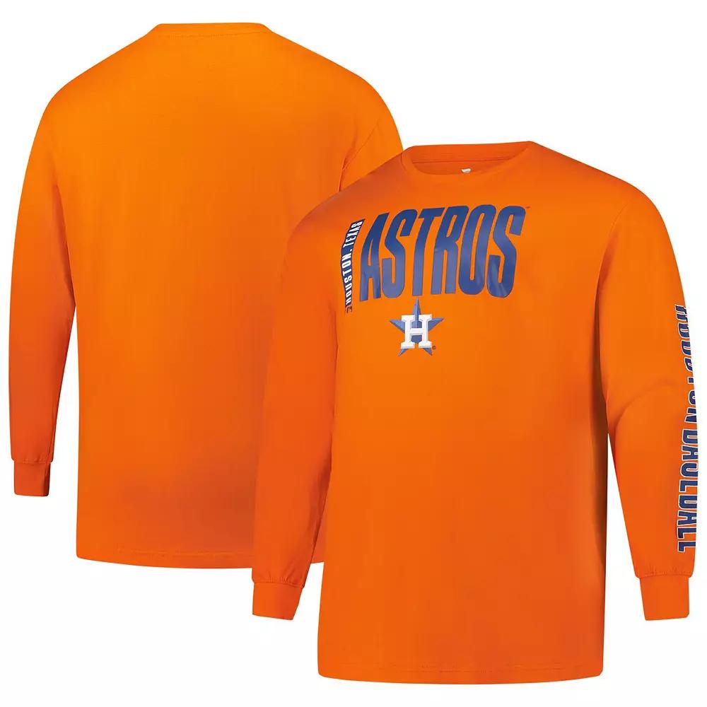 Men's Profile Orange Houston Astros Big & Tall Two-Hit Long Sleeve T-Shirt, Size: 2XLT Product Image