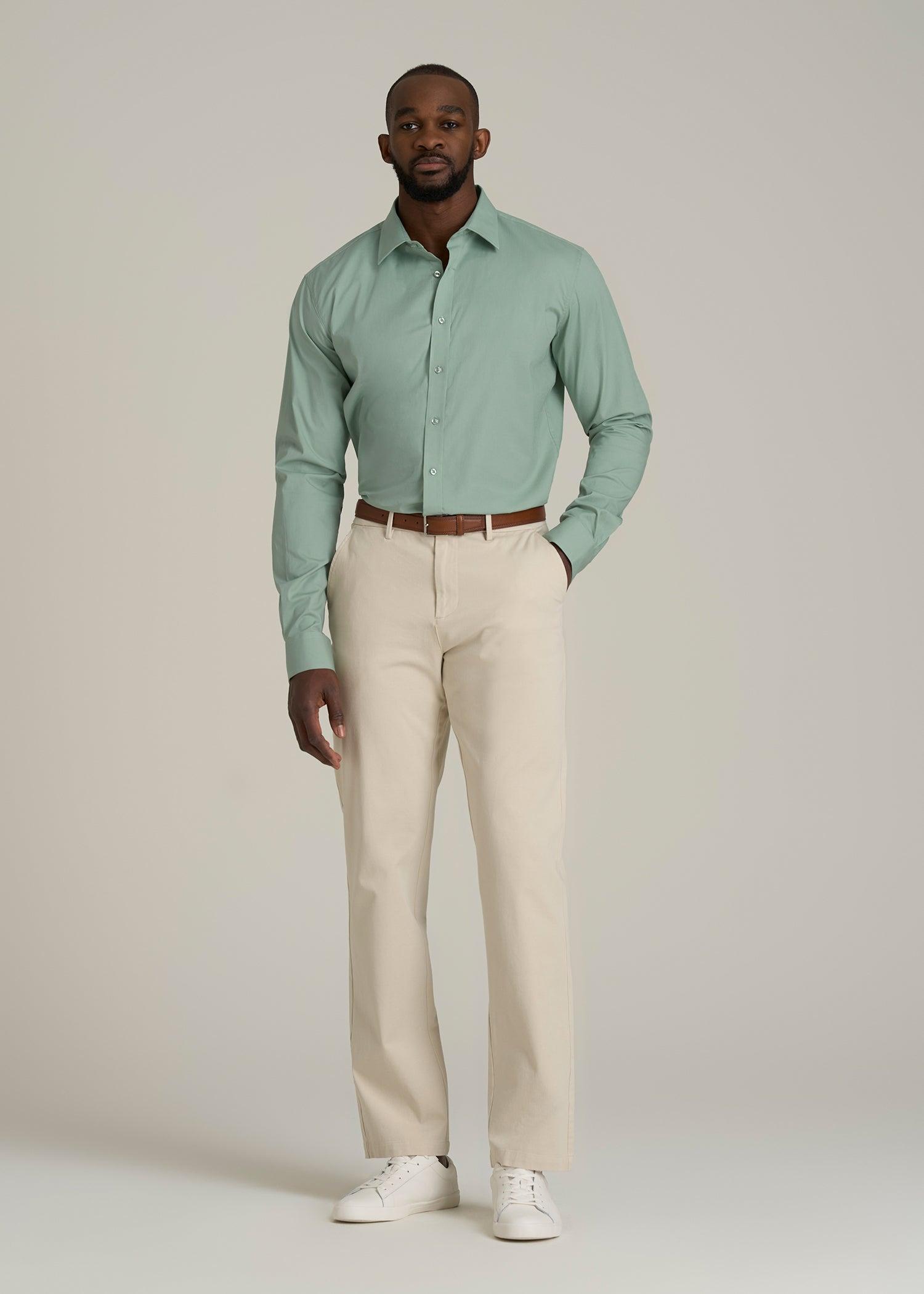 Oskar Button-Up Dress Shirt for Tall Men in Seagrass Male Product Image
