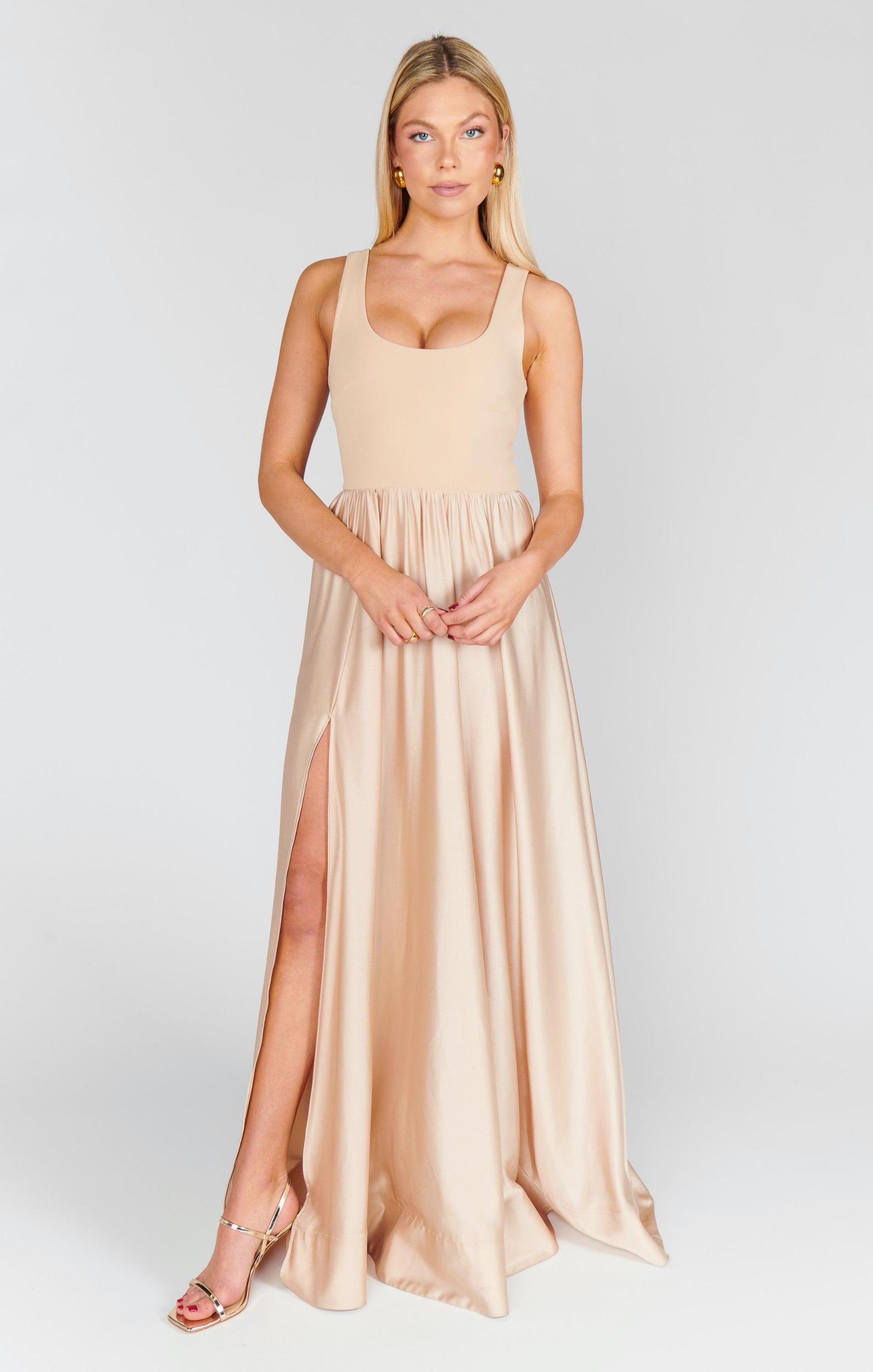 Harper Maxi Dress ~ Champagne Luxe Satin Product Image