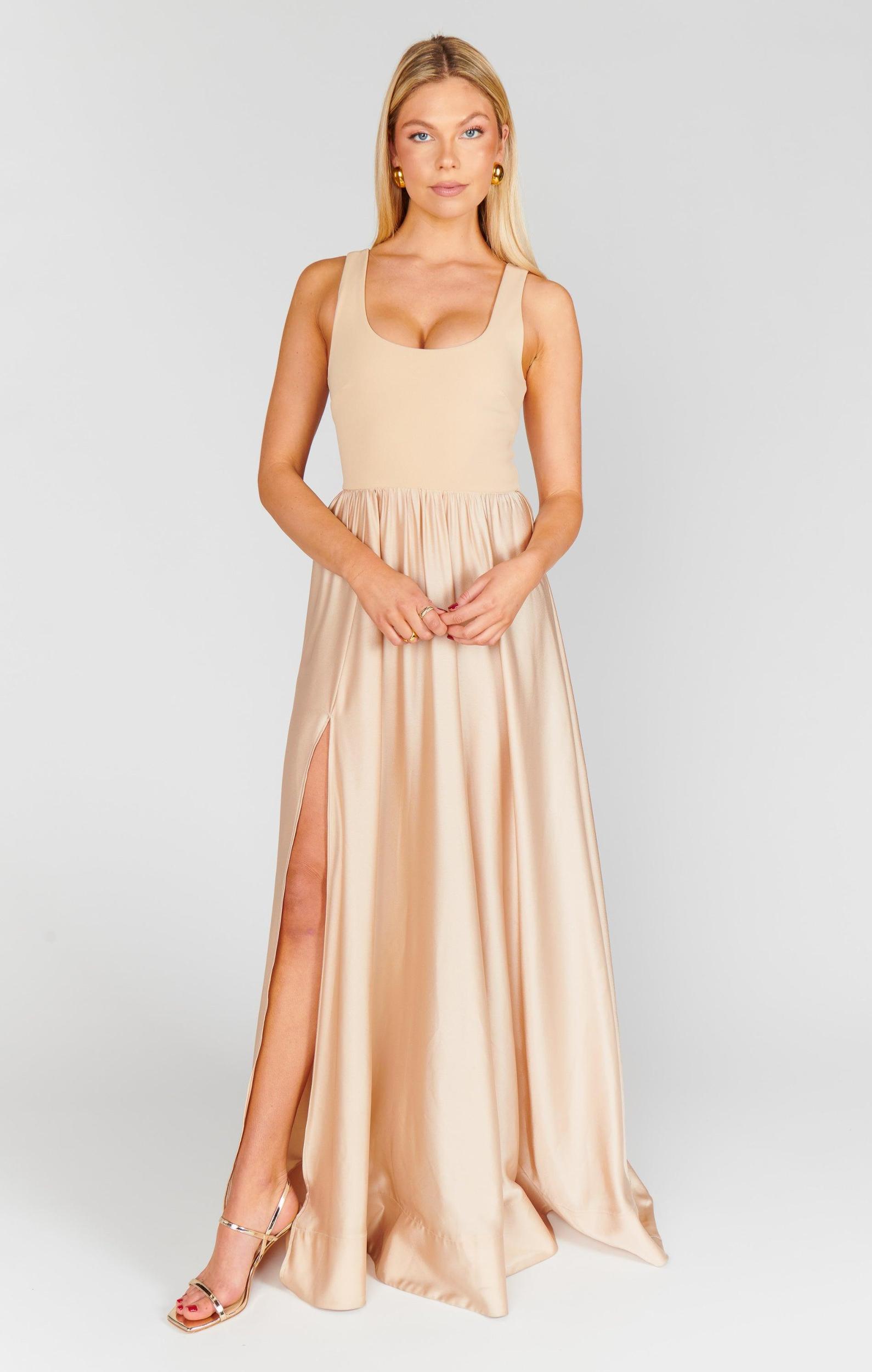 Harper Maxi Dress ~ Champagne Luxe Satin Product Image