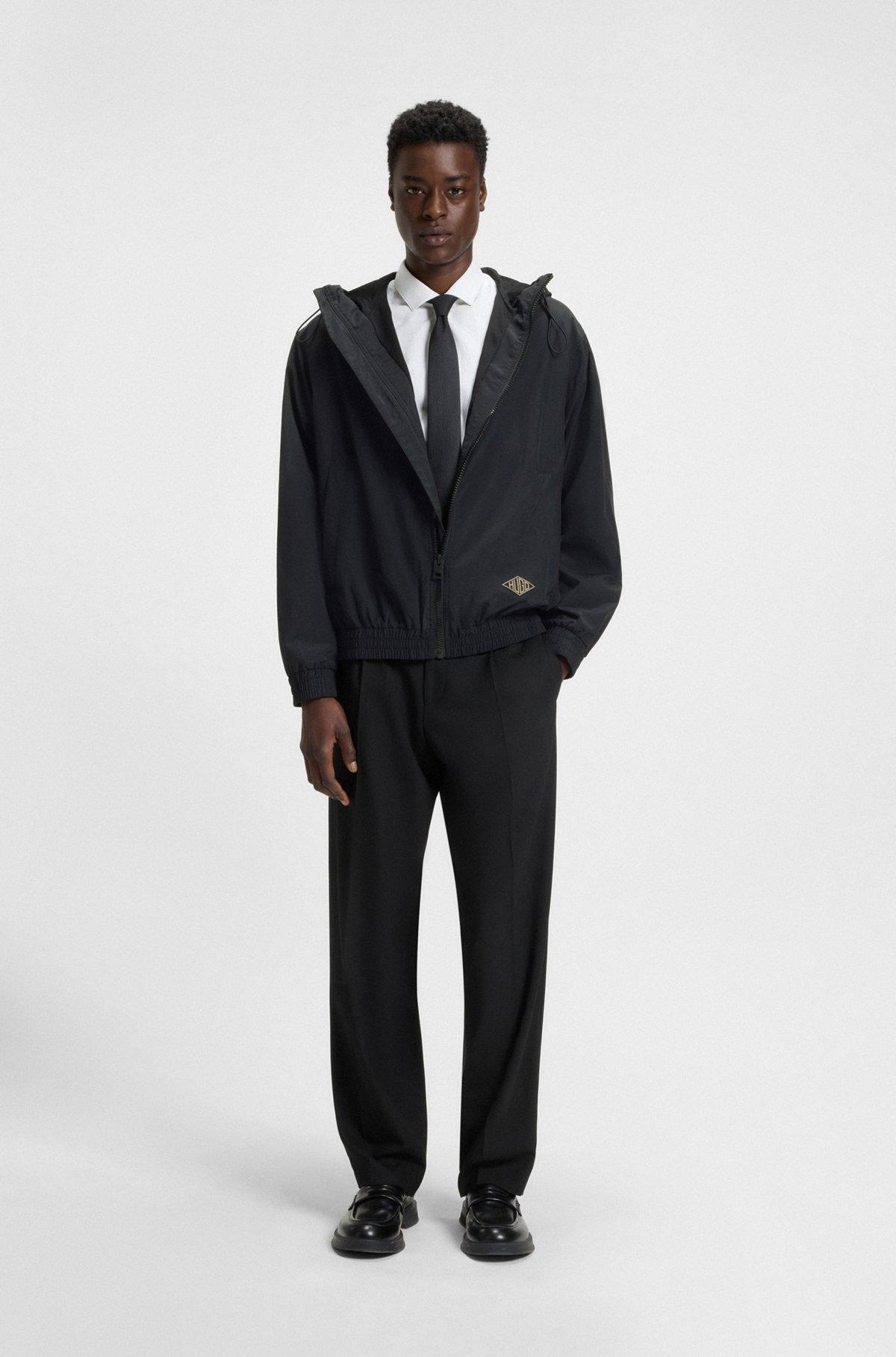 Hooded windbreaker jacket with mesh lining Product Image