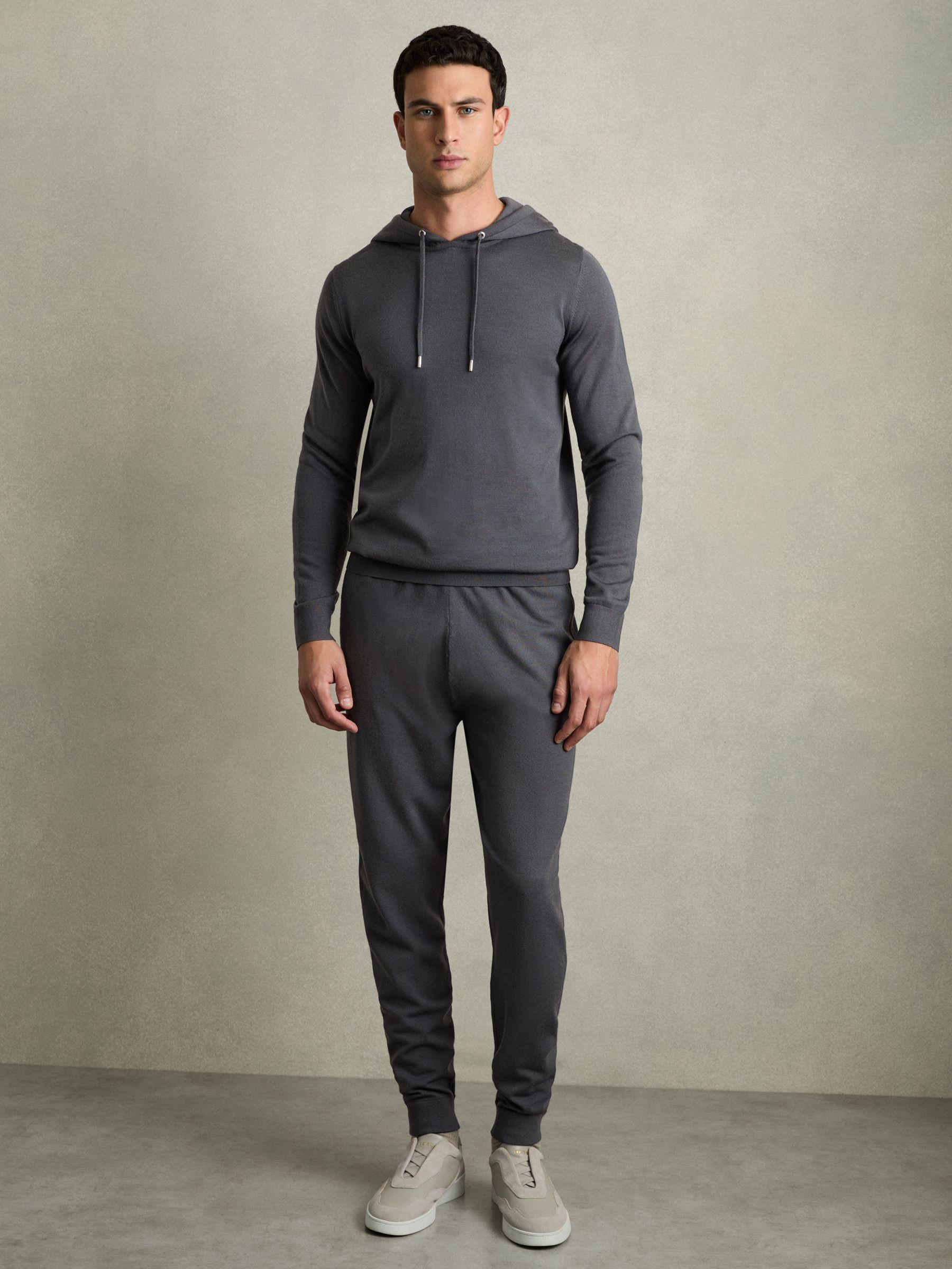 Merino Wool Drawstring Hoodie in Blackend Blue Product Image