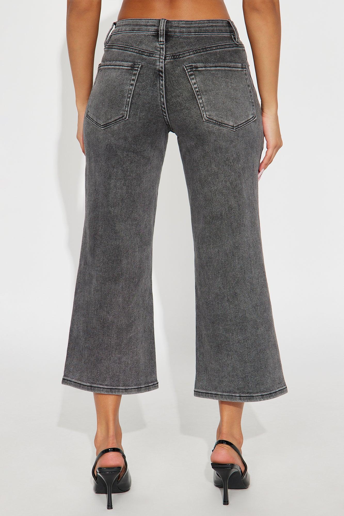 Mainstay Cropped Wide Leg Jeans - Black Wash Female Product Image