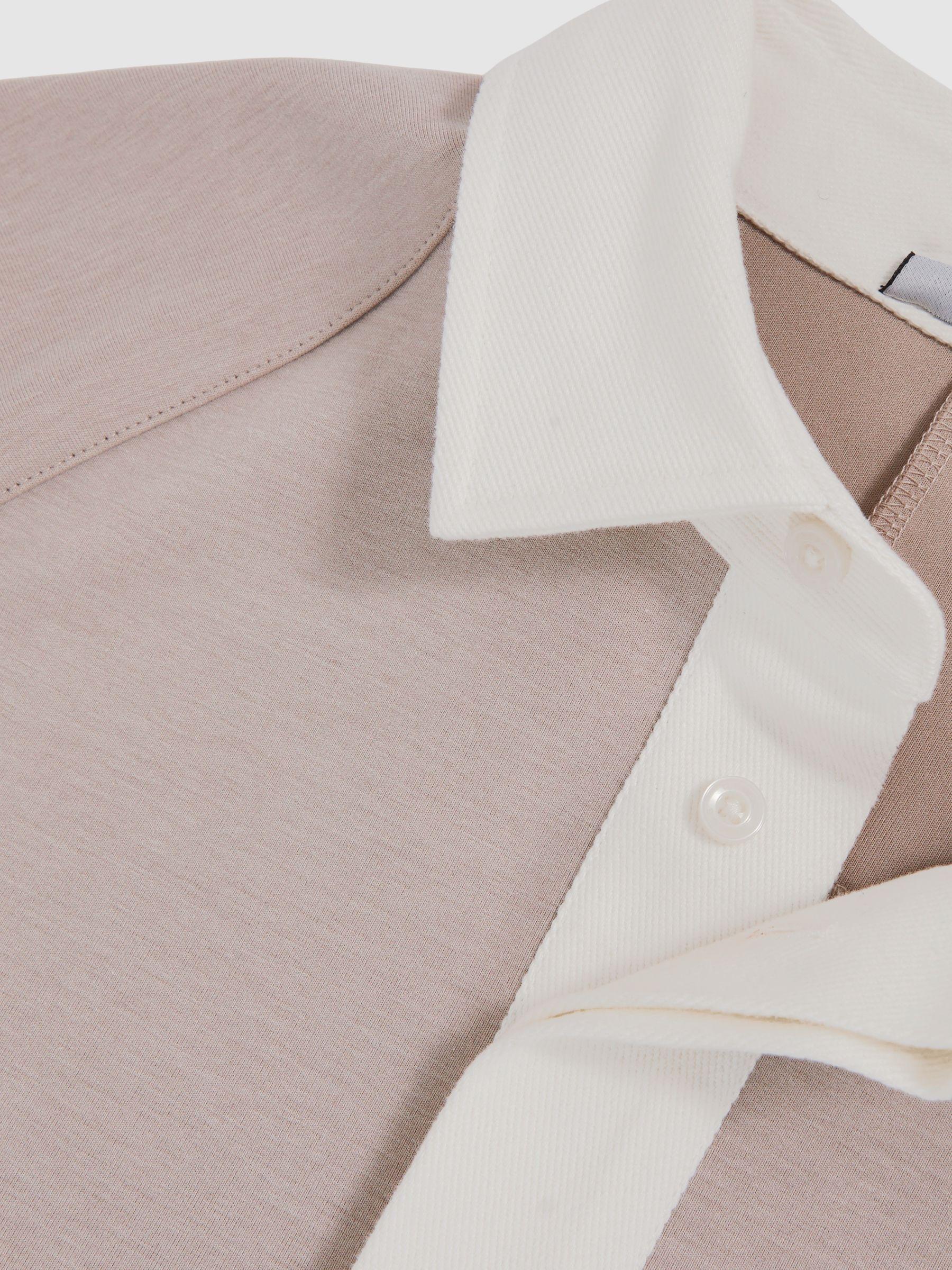 Colour Block Rugby Shirt in Oatmeal/White Product Image