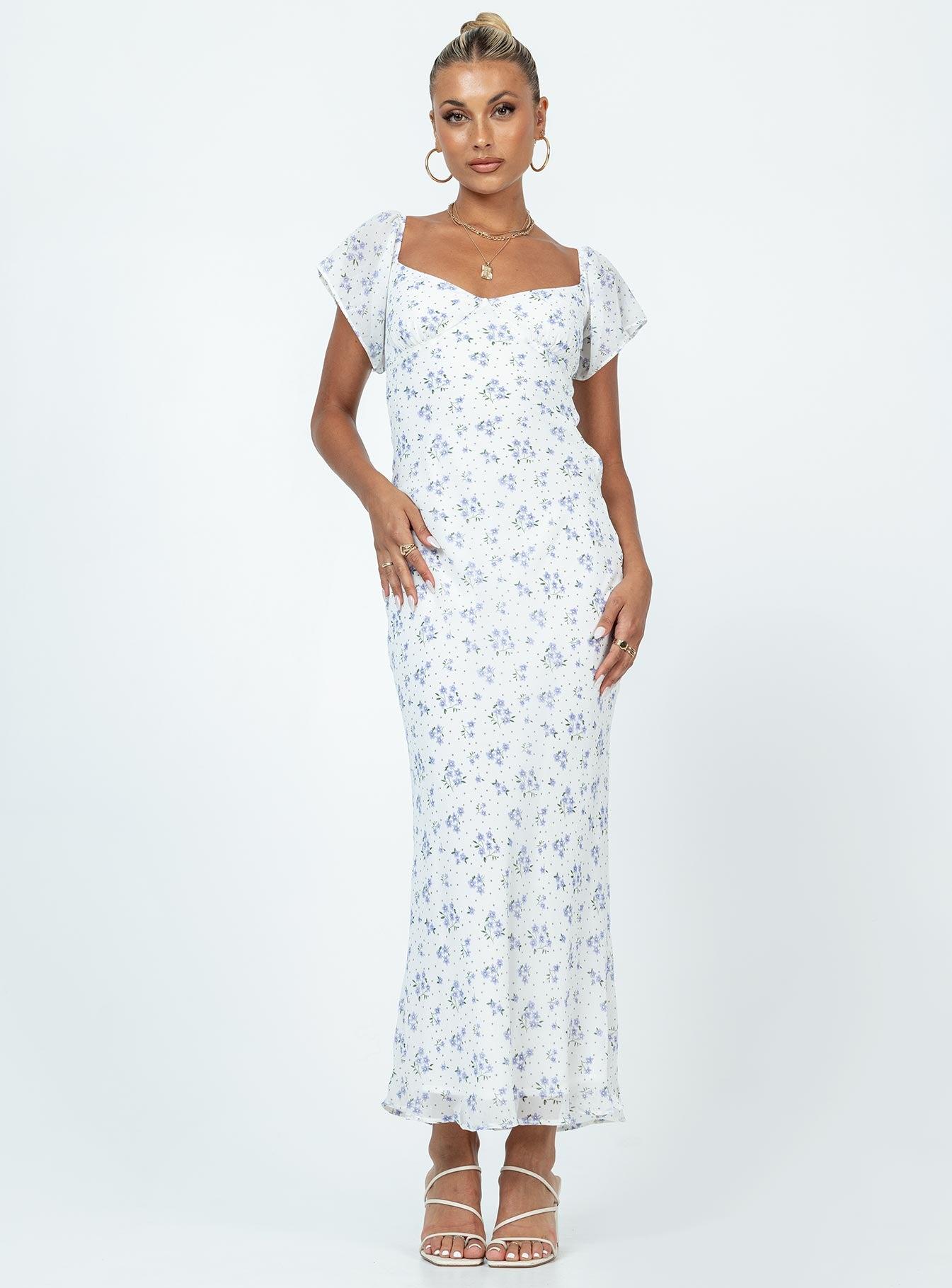 Hera Maxi Dress White Floral Product Image