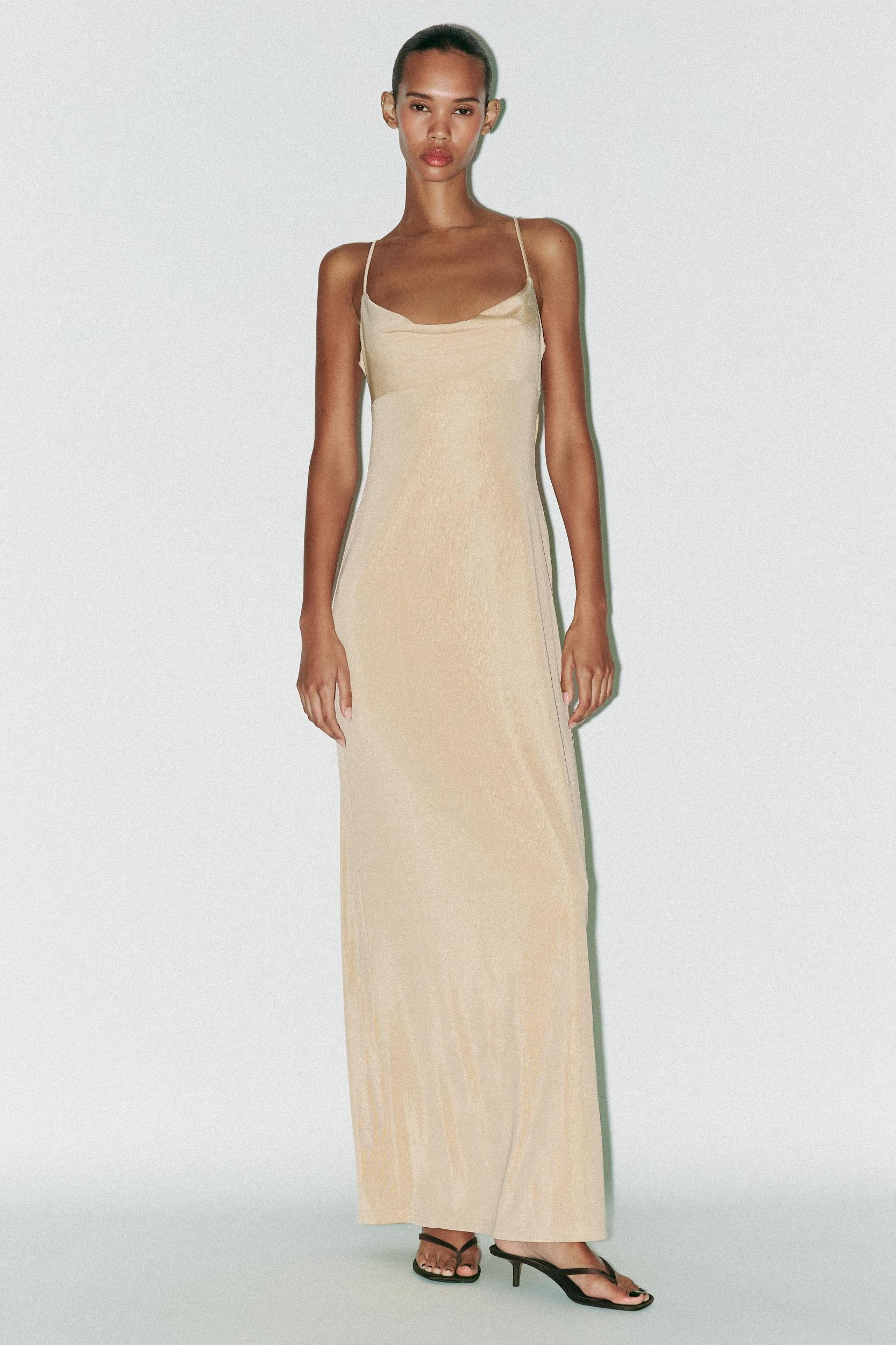 LONG DRESS DRAPED NECK BACK Product Image