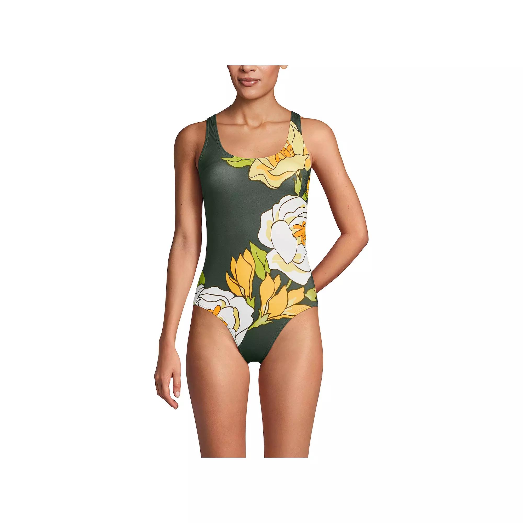 Women's Lands' End Chlorine Resistant Scoop Neck Sporty One-Piece Swimsuit,  Product Image