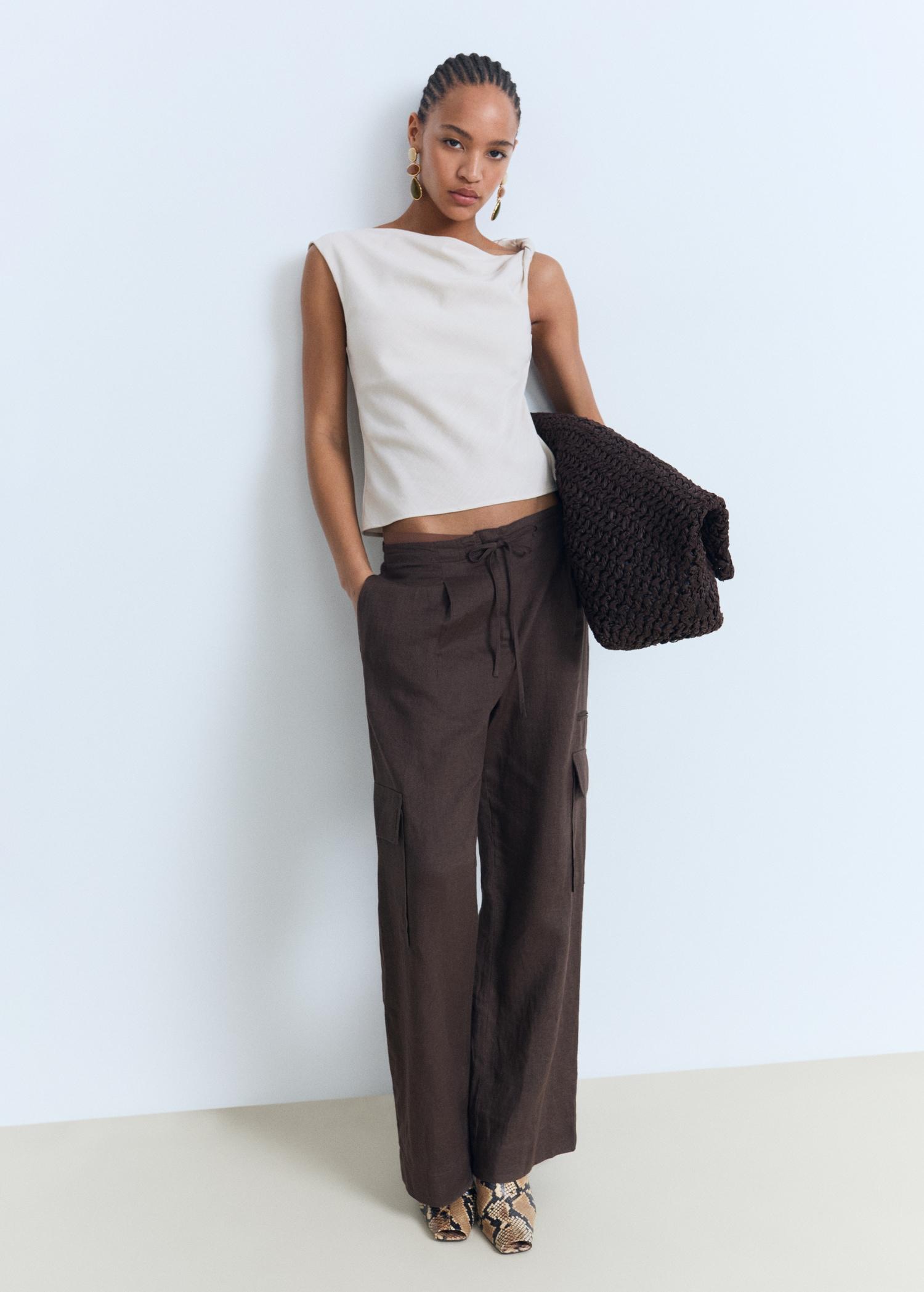 Asymmetrical draped top with straps - Women | MANGO USA Product Image