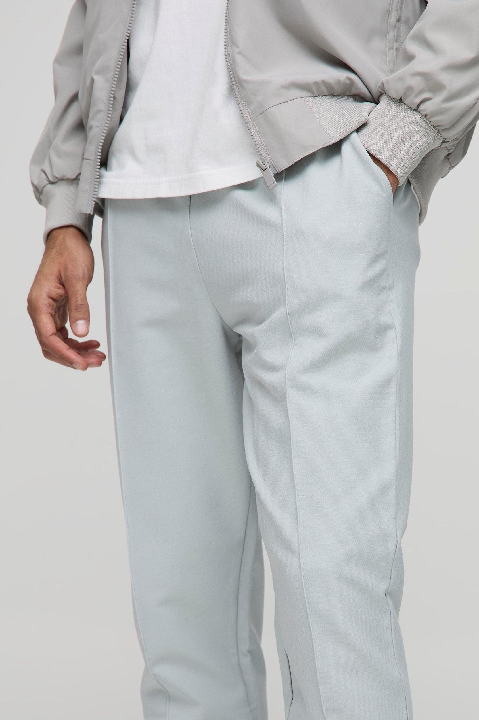 Elasticated Waist Slim Technical Stretch Pintuck Pants | boohooMAN USA Product Image