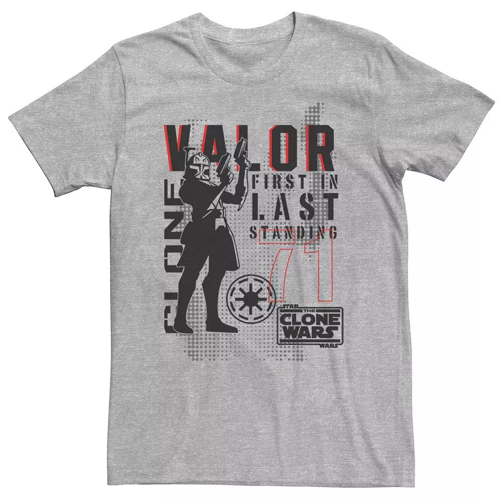 Big & Tall Star Wars: Clone Wars Valor First In Last Standing Tee, Men's, Size: 4XL Tall, Athletic Grey Product Image