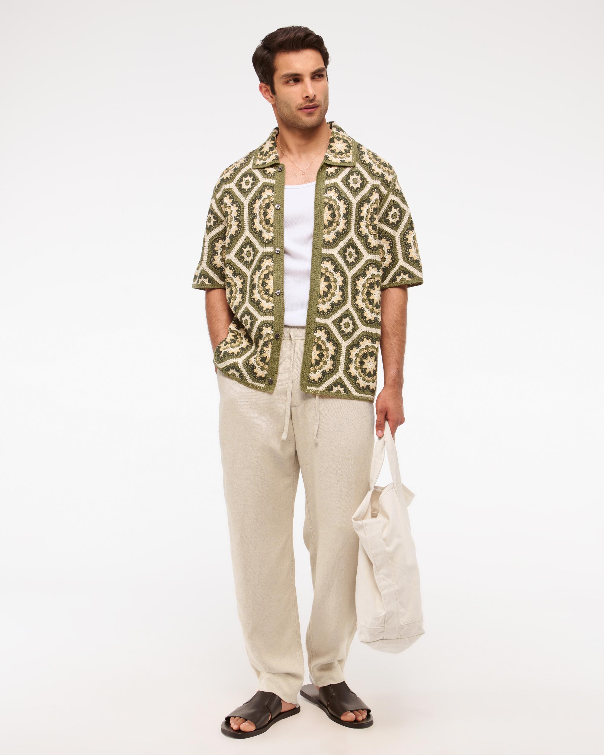 Loose Tailored Linen-Blend Pull-On Pant Product Image