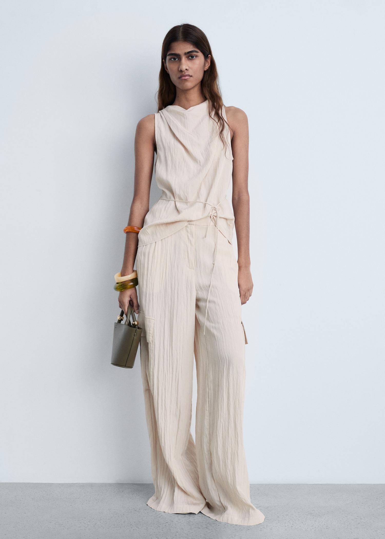 Textured cargo pants - Women | MANGO USA Product Image