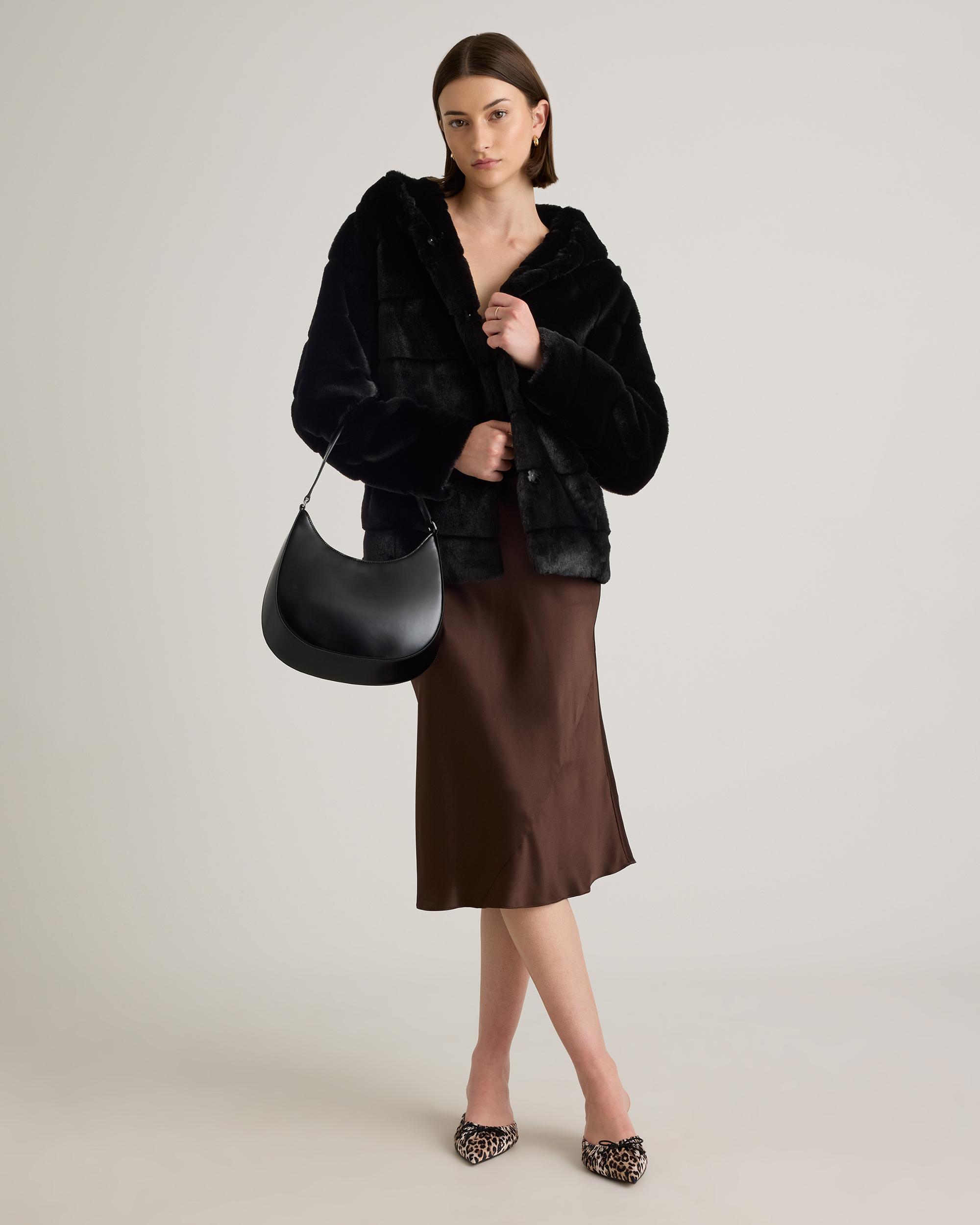 Quince | Women's Hooded Faux Fur Jacket Size XL, Recycled Polyester Product Image