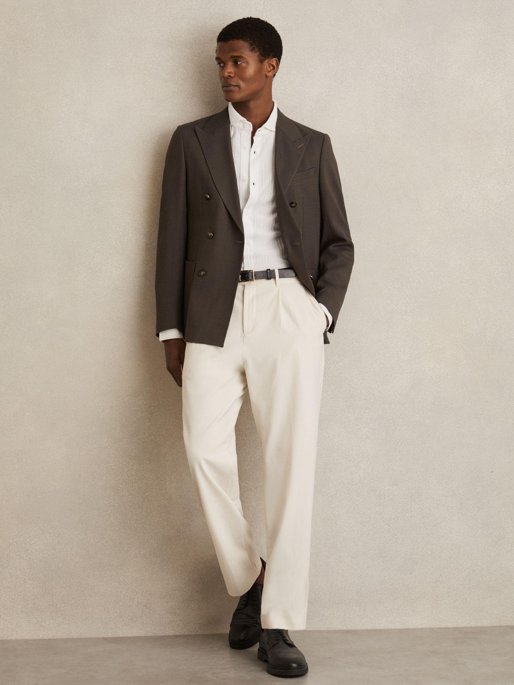 Cotton-Jersey Stripe-Jacquard Shirt in White Product Image