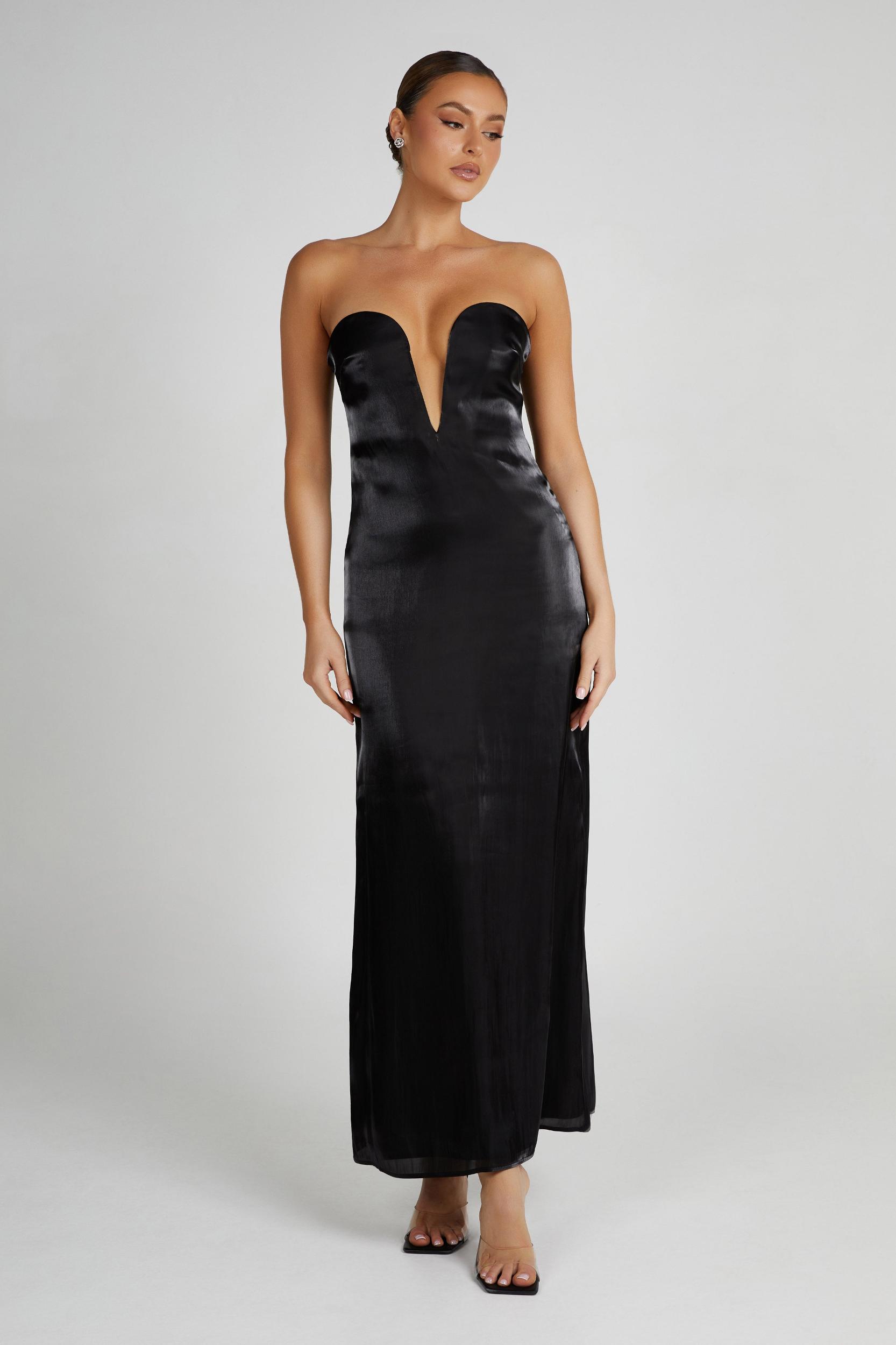 Chantelle Liquid Satin Midi Dress - Black Product Image