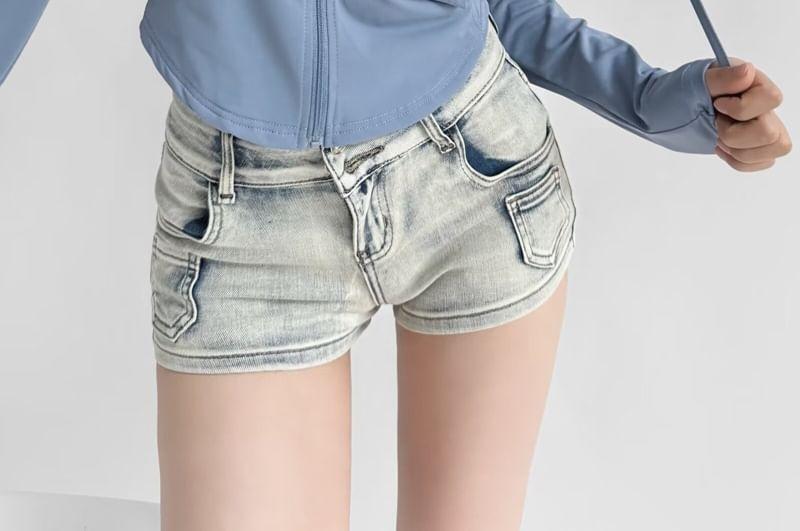 Plain Drawstring Hooded Zip Jacket Product Image