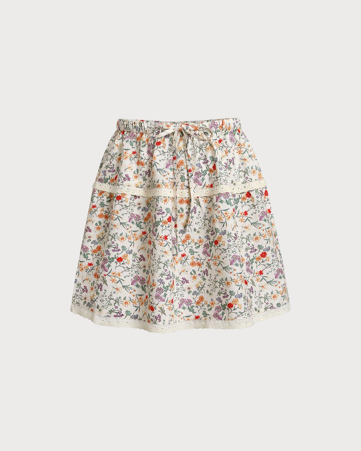 Floral Elastic Waist Ruched Mini Skirt Product Image