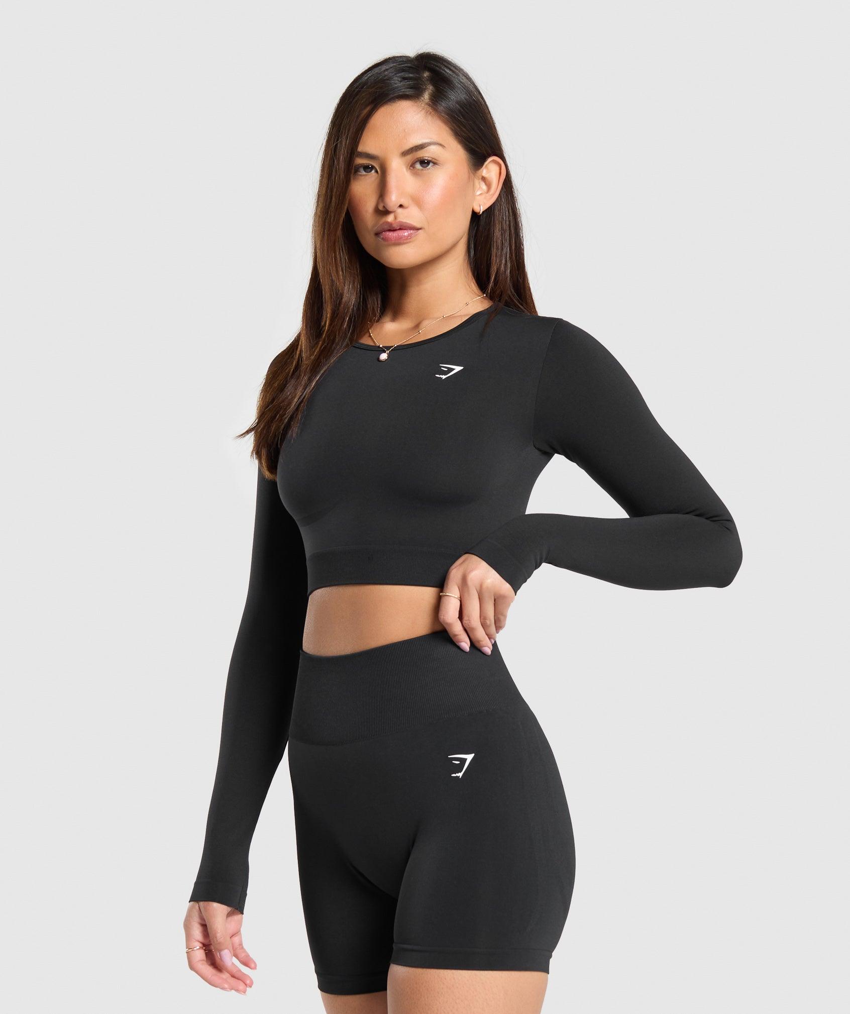 Gymshark Everyday Seamless Long Sleeve Crop Top - Black Female Product Image