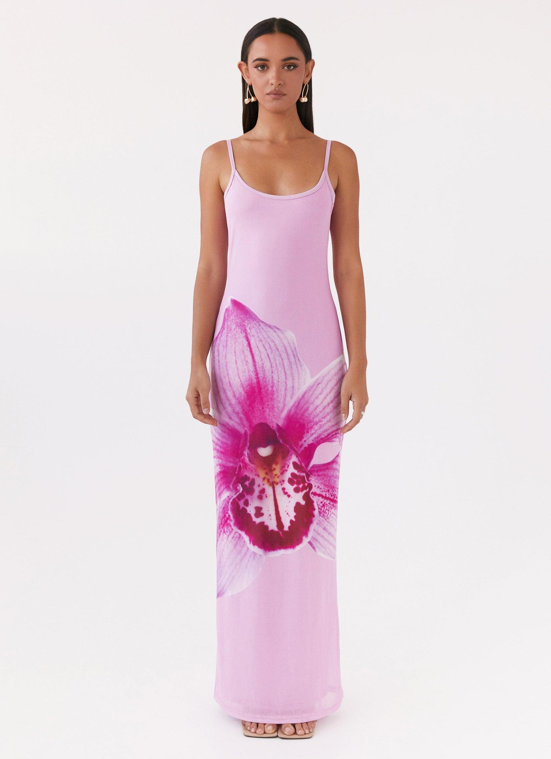 Bad News Mesh Maxi Dress - Pink Magnolia Product Image