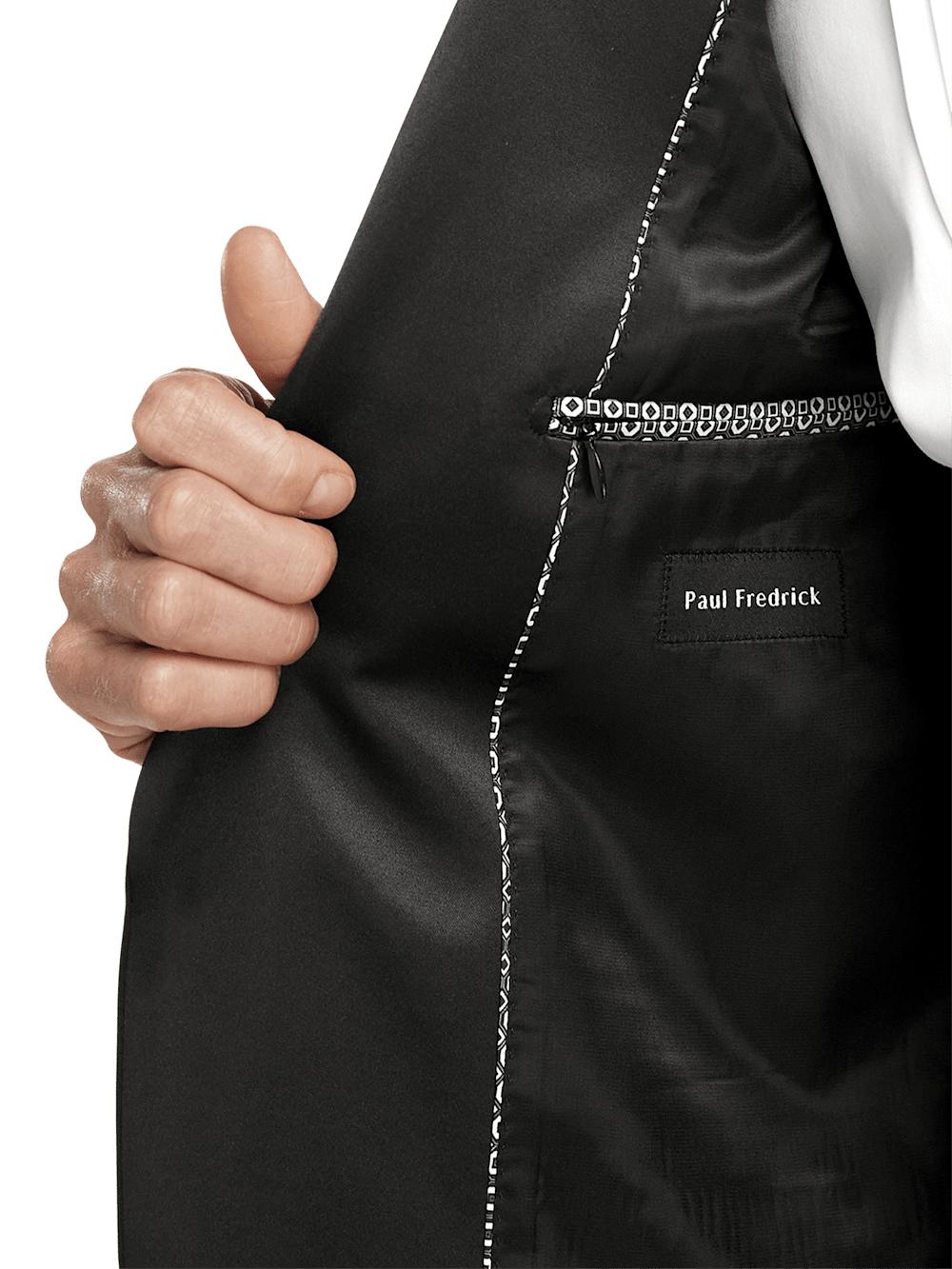 Wool Stretch Single Breasted Peak Lapel Tuxedo Jacket - Black Product Image