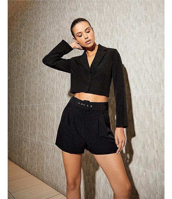 Gianni Bini Bella High Rise Crepe Suiting Belted Coordinating Shorts Product Image