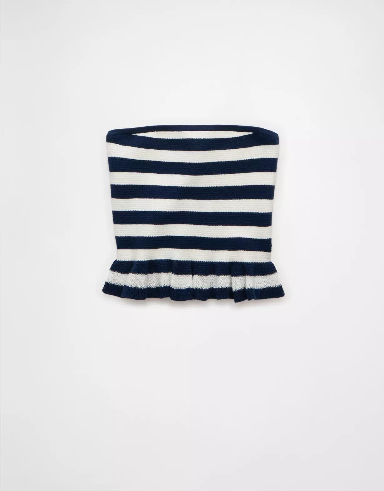 AE Cropped Peplum Sweater Tube Top Product Image