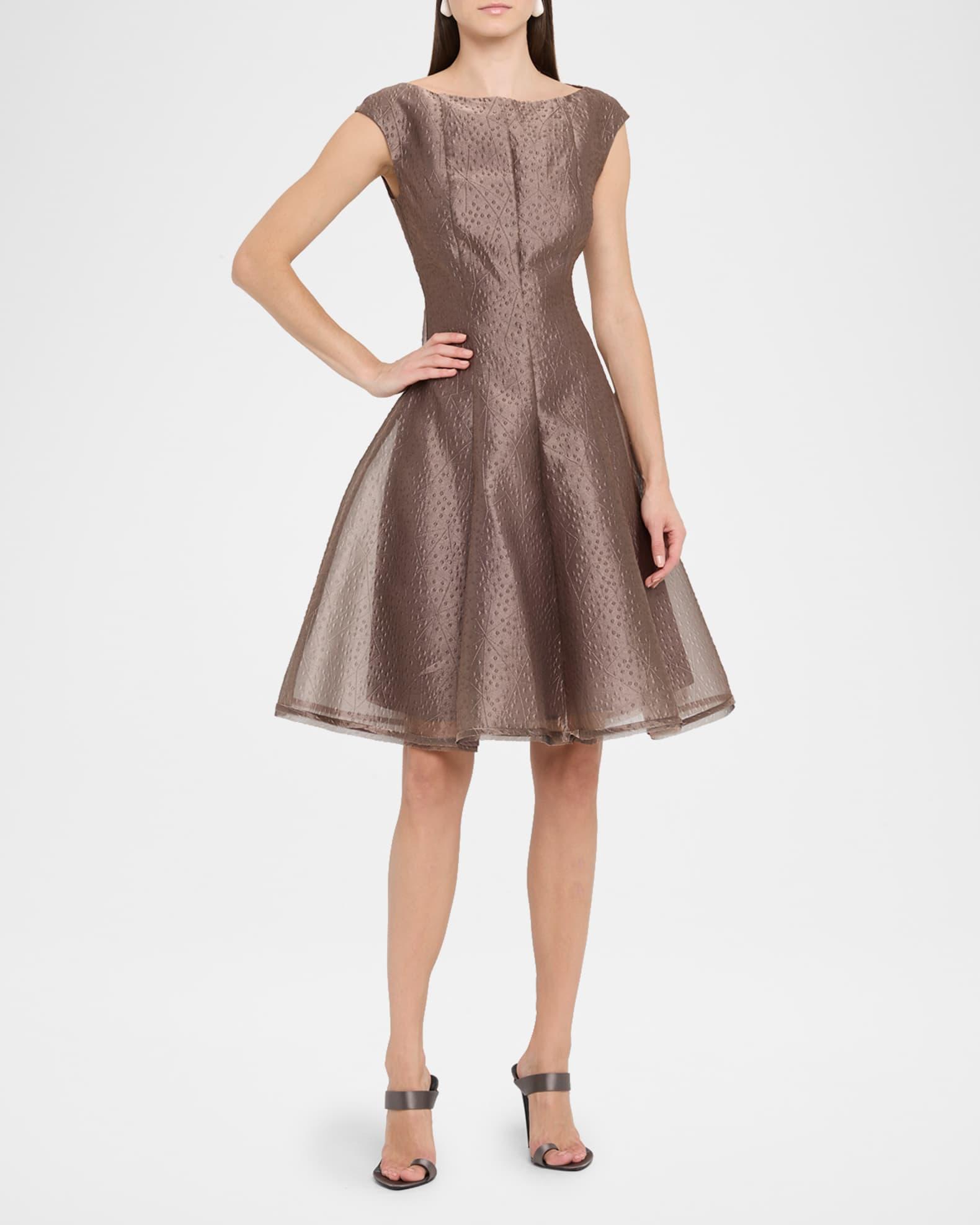 Rivet Organza Short-Sleeved Midi Dress Product Image